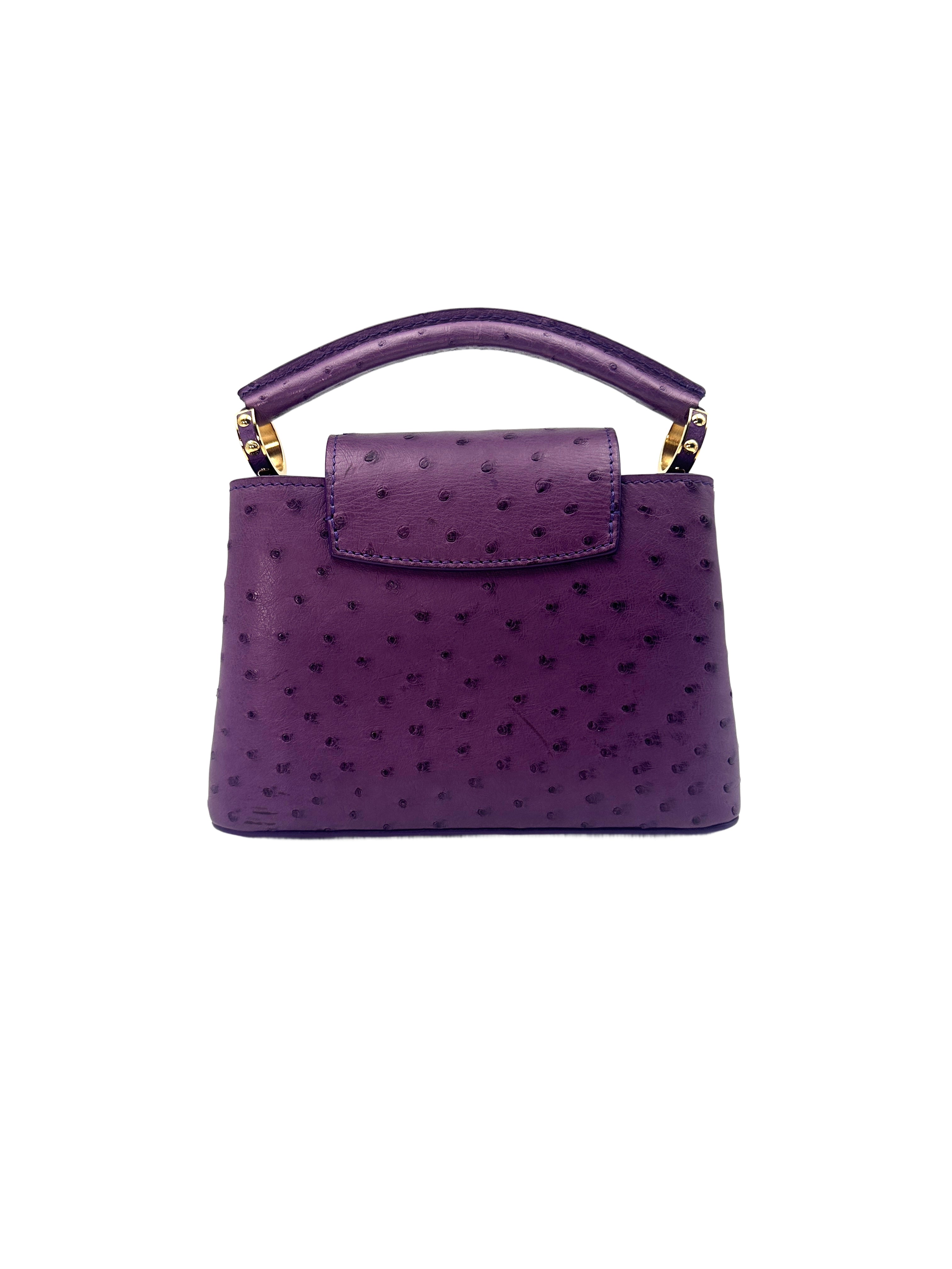 Louis Vuitton Capucines Purple Ostrich Leather Handle Bag LV1995