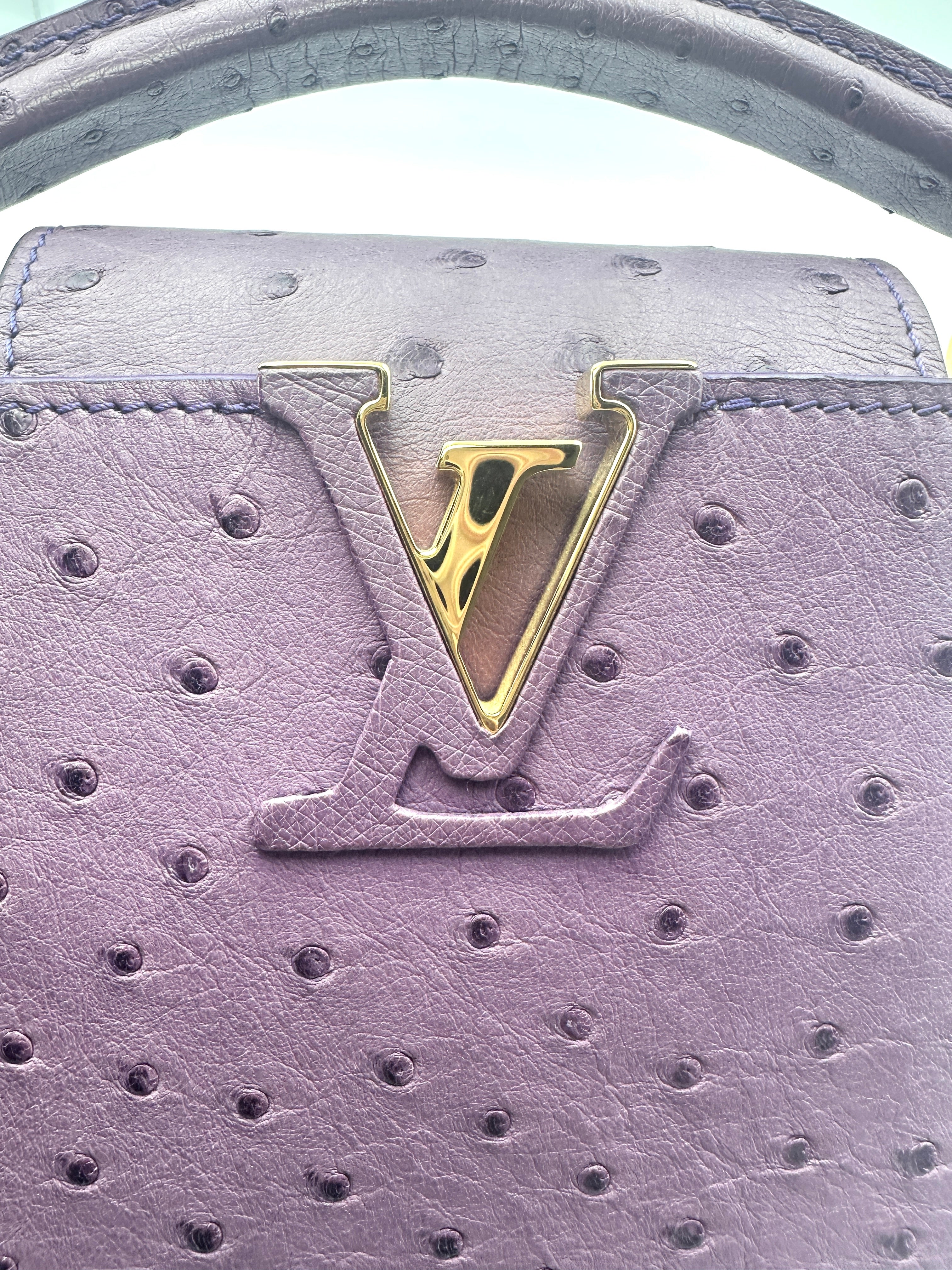 Louis Vuitton Capucines Purple Ostrich Leather Handle Bag LV1995