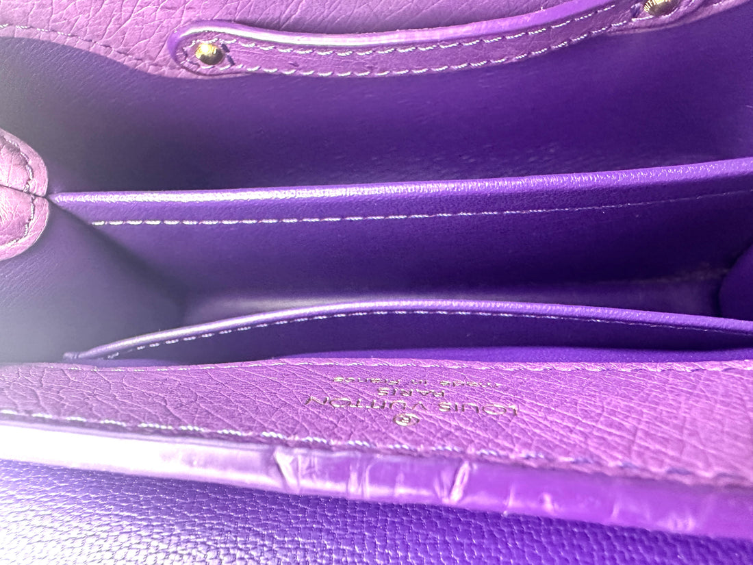 Louis Vuitton Capucines Purple Ostrich Leather Handle Bag LV1995