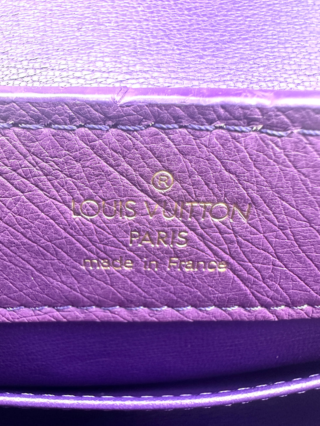 Louis Vuitton Capucines Purple Ostrich Leather Handle Bag LV1995