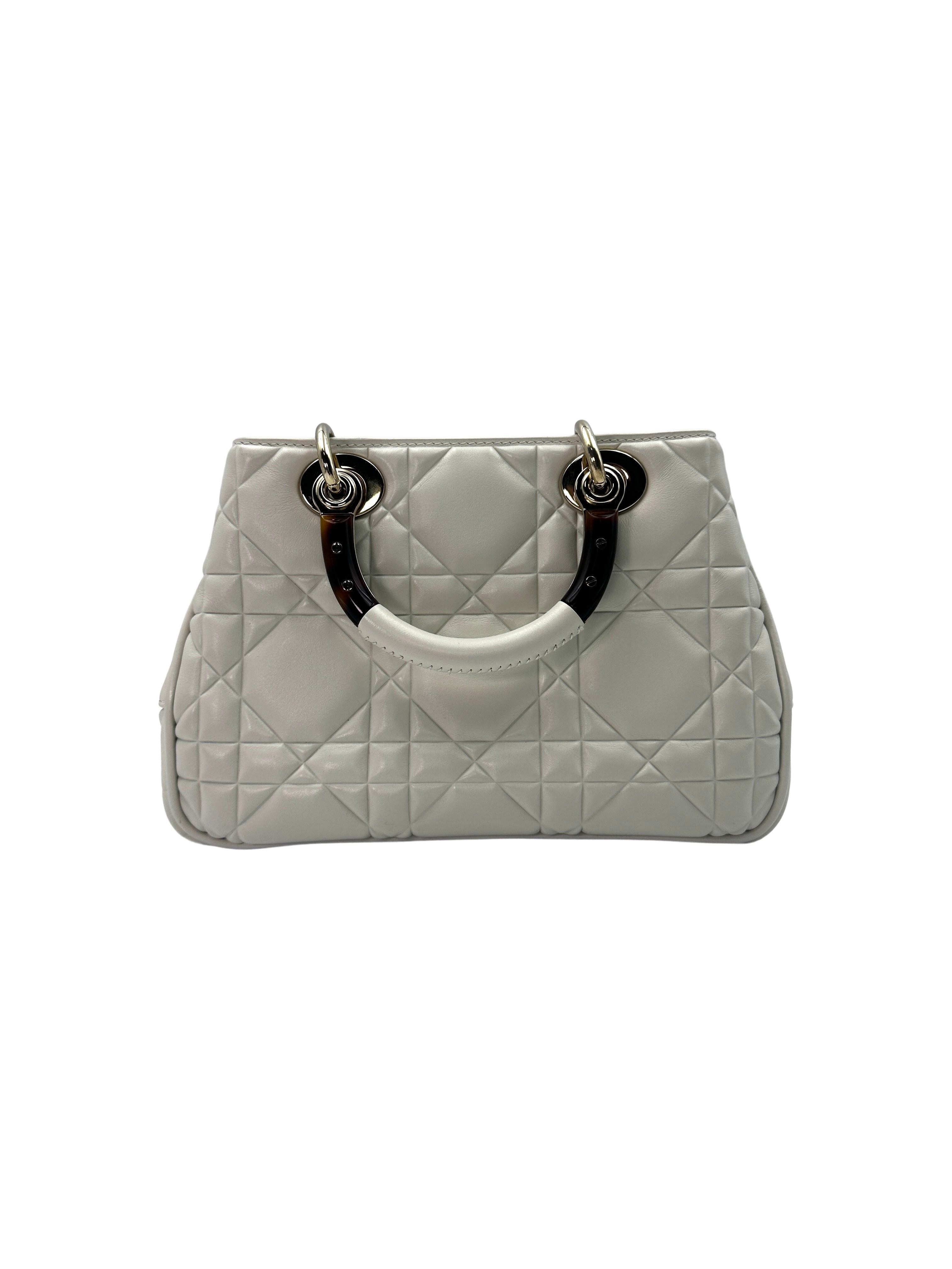 Christian Dior Lady 95.22 White Macrocannage Leather Handle Bag DR520