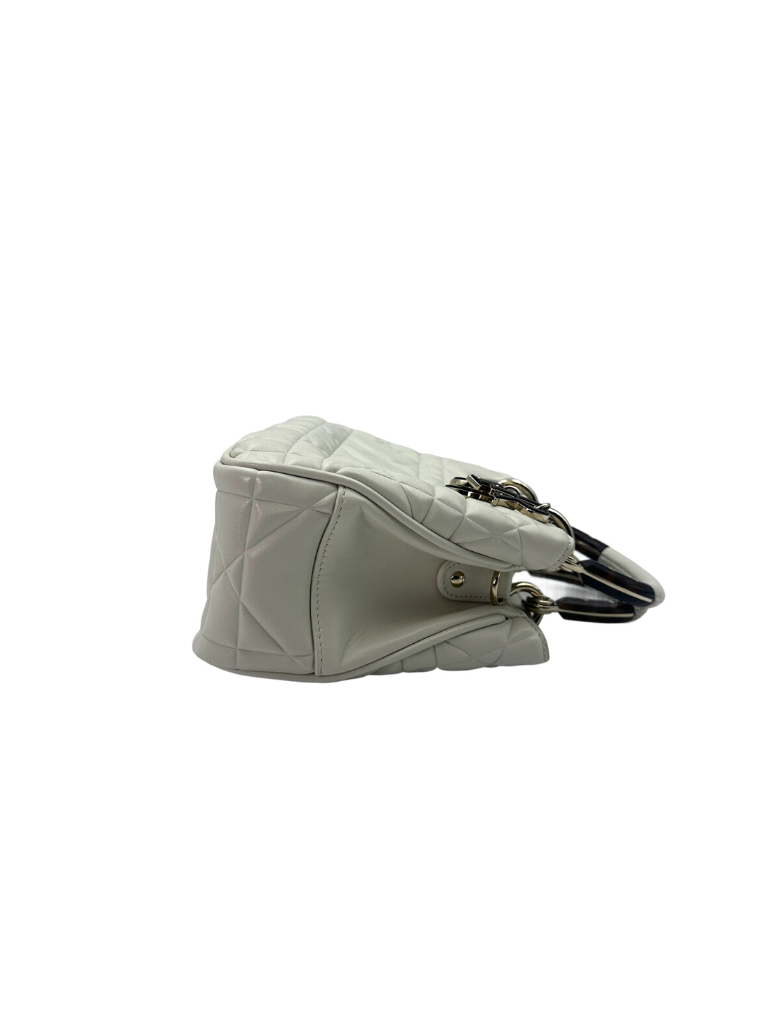 Christian Dior Lady 95.22 White Macrocannage Leather Handle Bag DR520