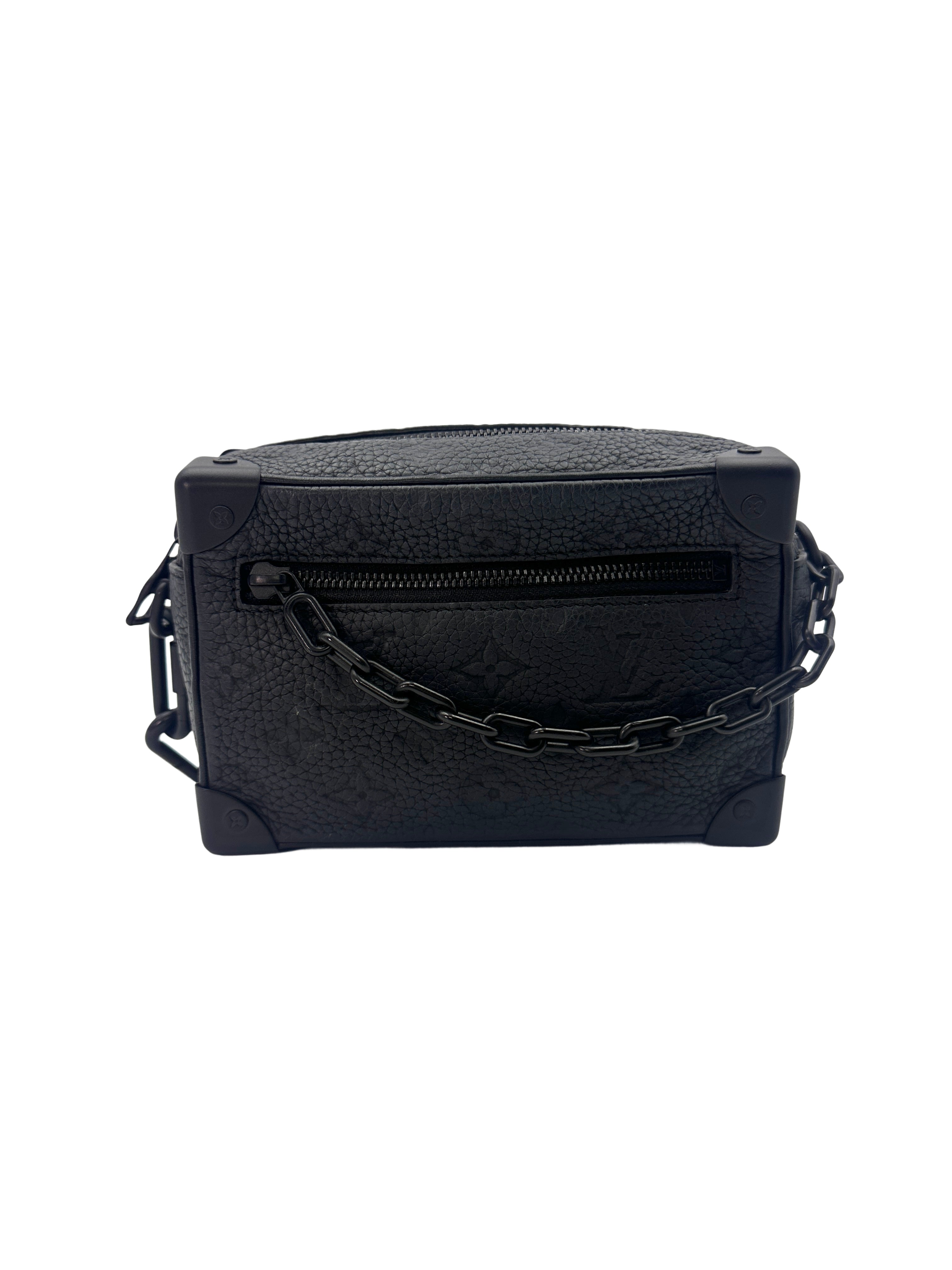 Louis Vuitton Soft Trunk Black Monogram Taurillon Calfskin Shoulder Bag IRIS037