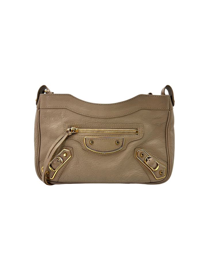 Balenciaga Giant Hip Grey Leather Metallic Edge Shoulder Bag BB59