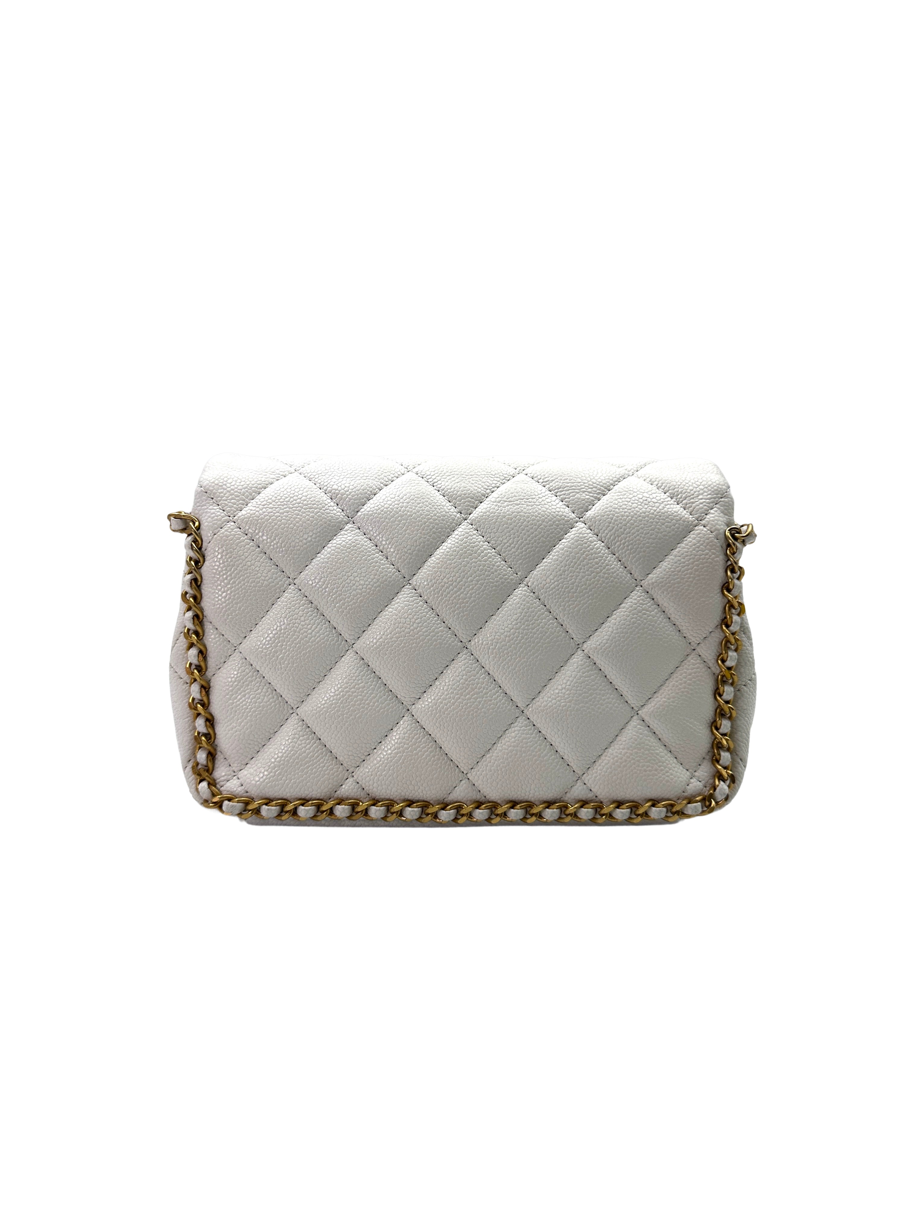 Chanel 22B White Quilted Leather Chain Shoulder Bag With Gold Hardware(HA***LK) CC1444