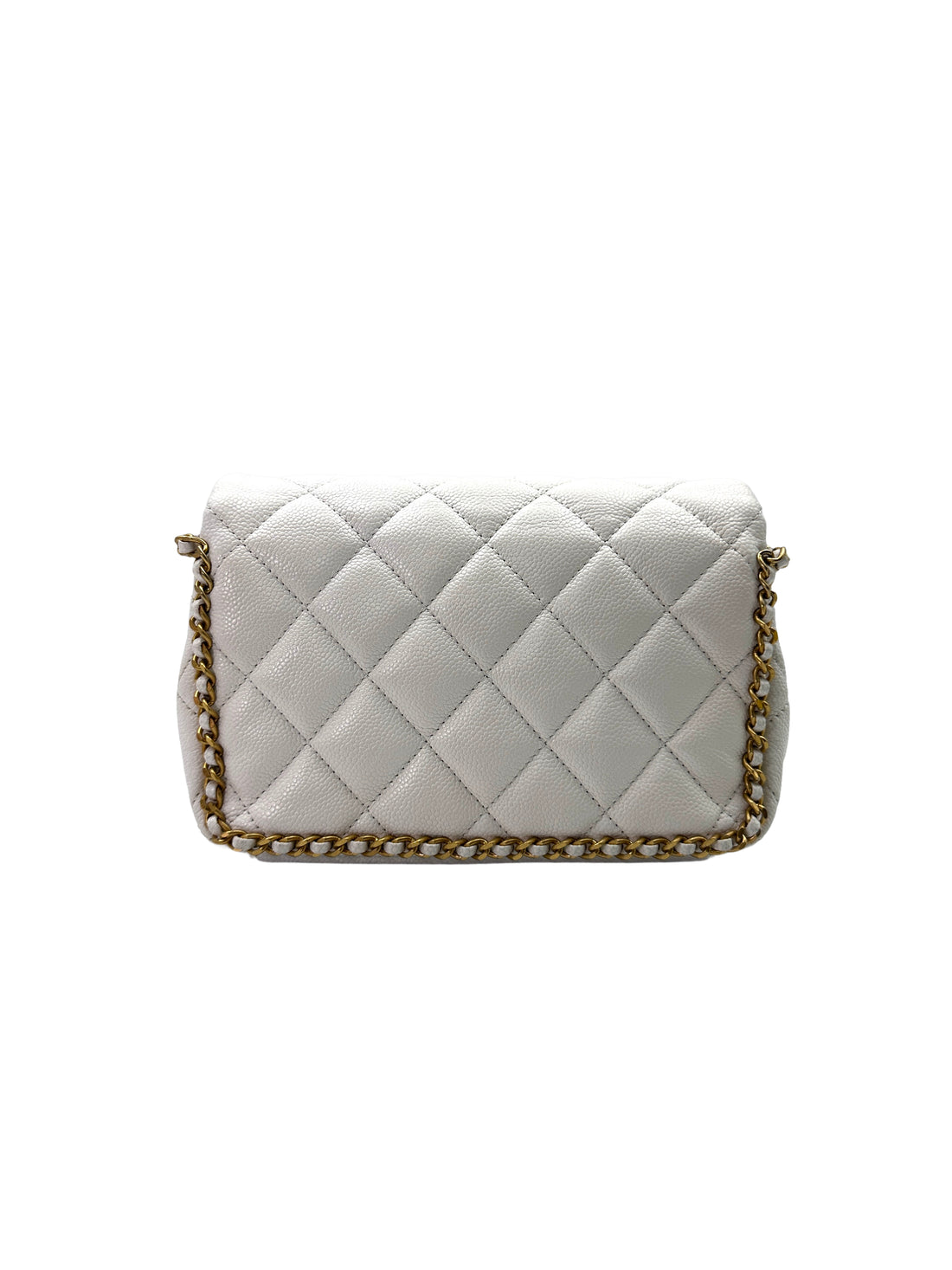 Chanel 22B White Quilted Leather Chain Shoulder Bag With Gold Hardware(HA***LK) CC1444