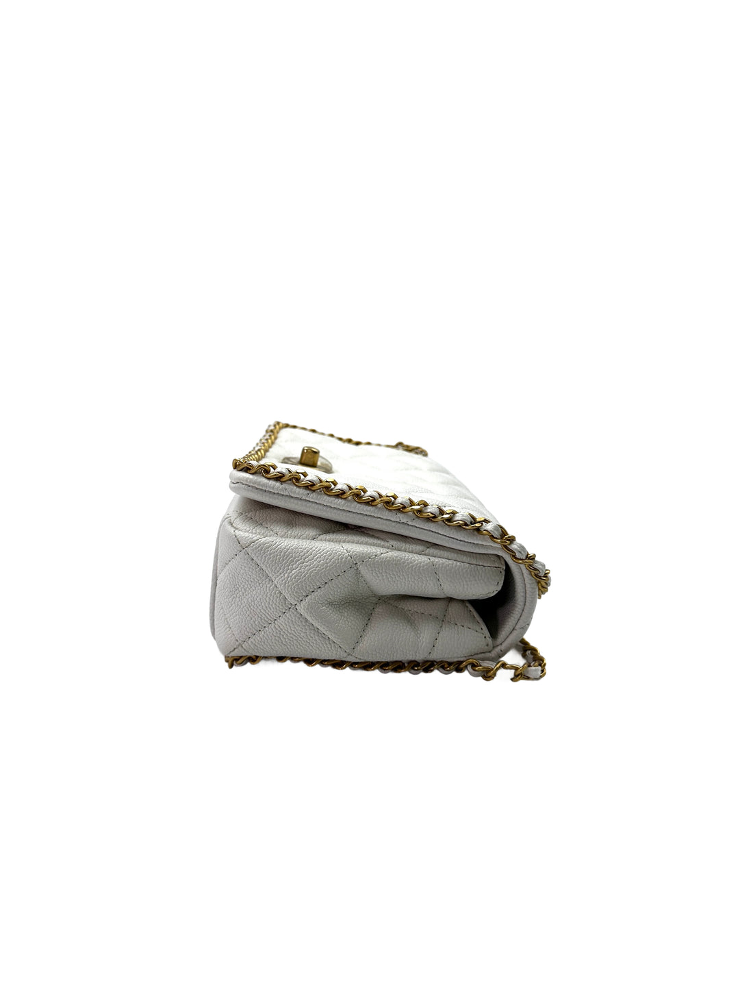 Chanel 22B White Quilted Leather Chain Shoulder Bag With Gold Hardware(HA***LK) CC1444