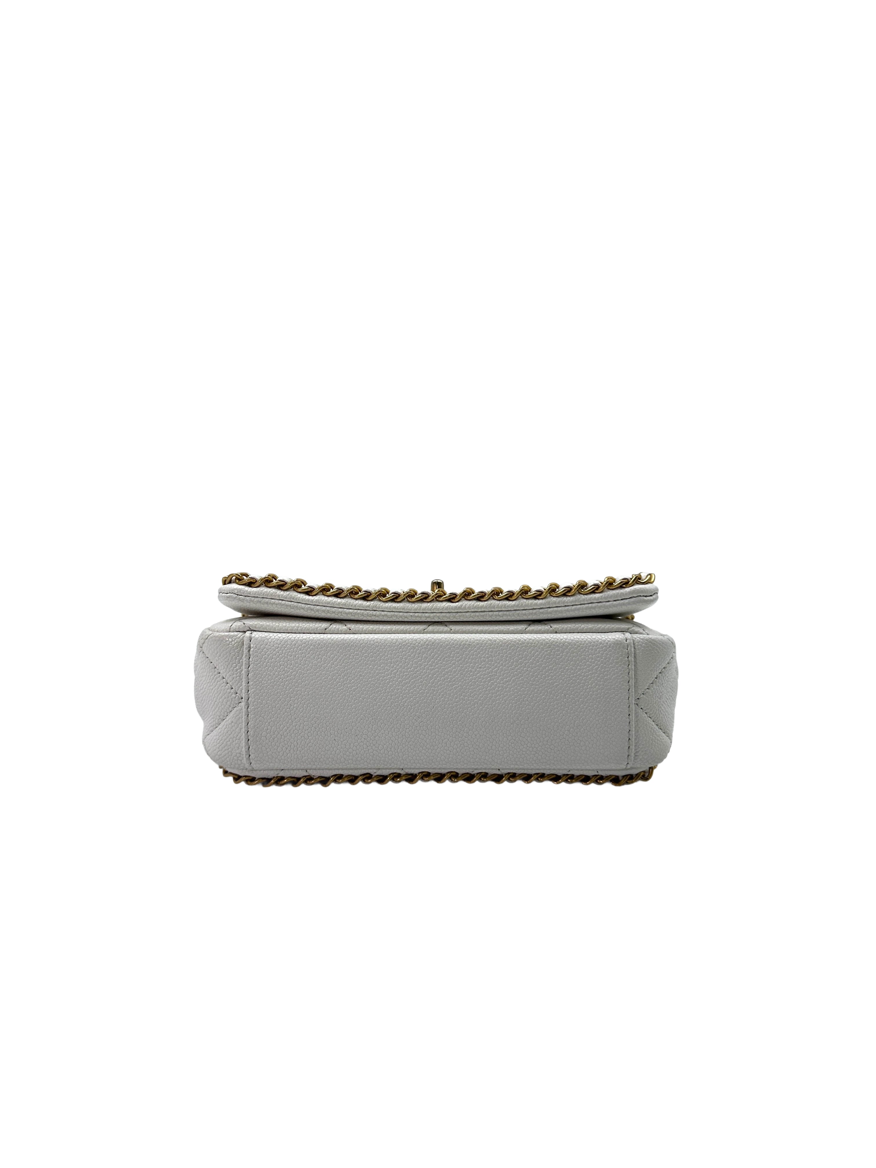 Chanel 22B White Quilted Leather Chain Shoulder Bag With Gold Hardware(HA***LK) CC1444