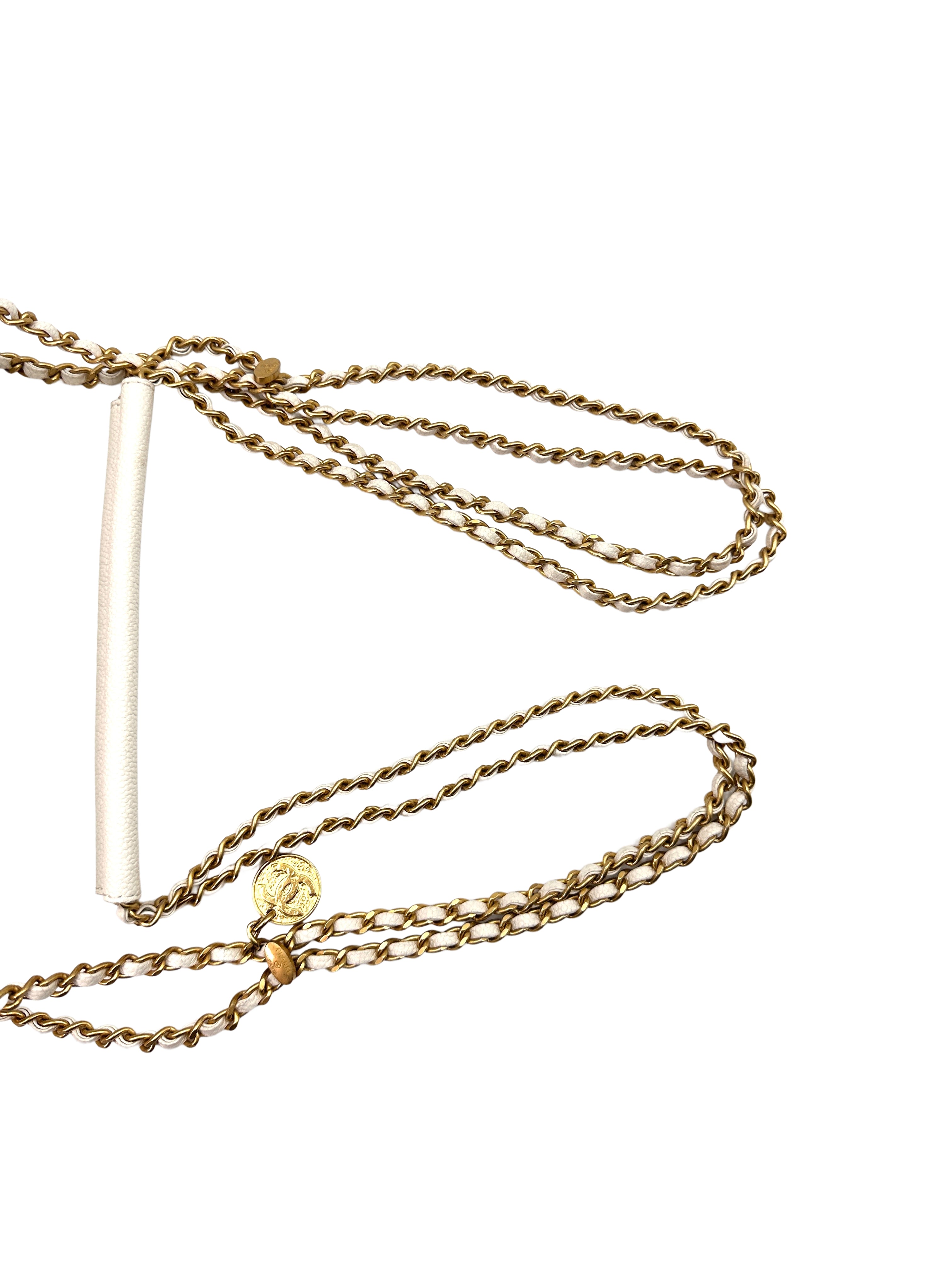 Chanel 22B White Quilted Leather Chain Shoulder Bag With Gold Hardware(HA***LK) CC1444