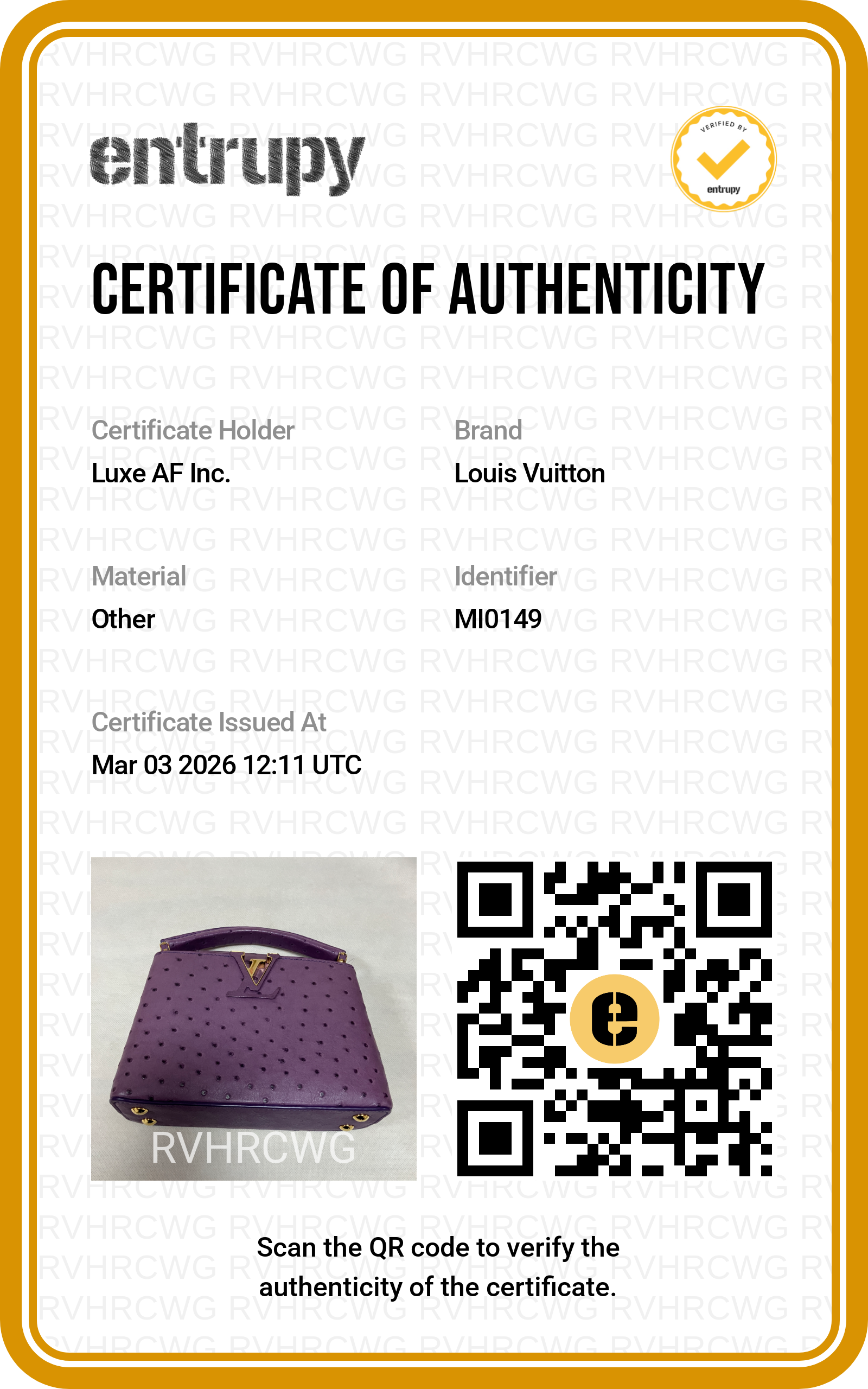 Louis Vuitton Capucines Purple Ostrich Leather Handle Bag LV1995