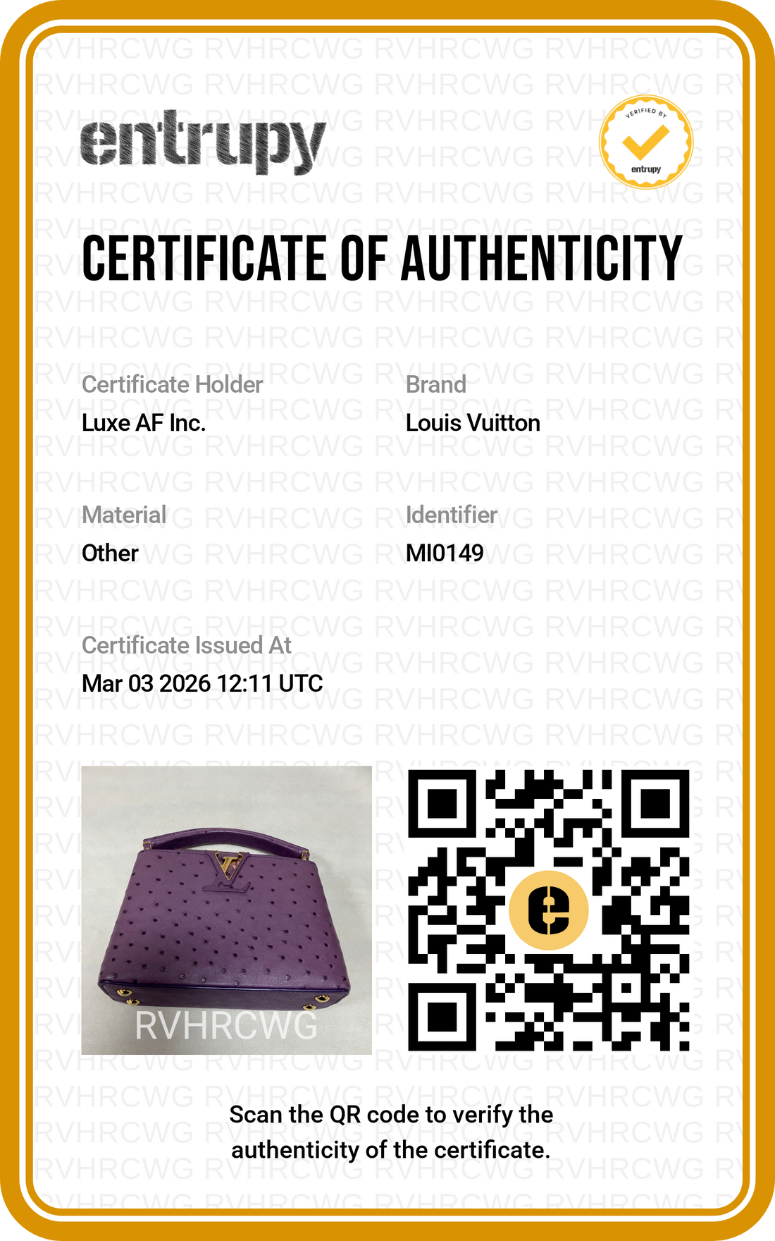Louis Vuitton Capucines Purple Ostrich Leather Handle Bag LV1995