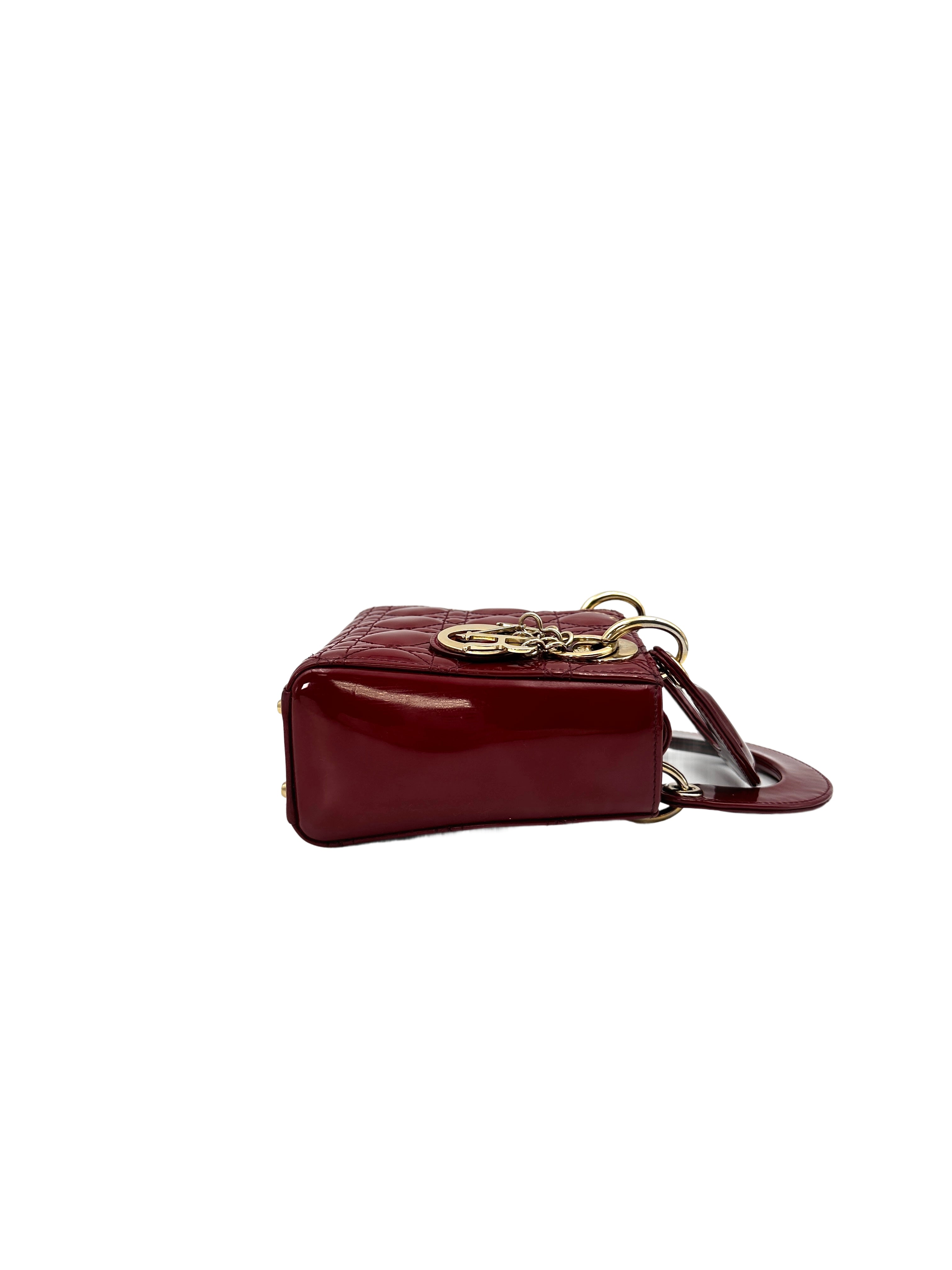 Christian Dior Lady Dior Red Cannage Leather Handle Bag With Gold Charms DR515