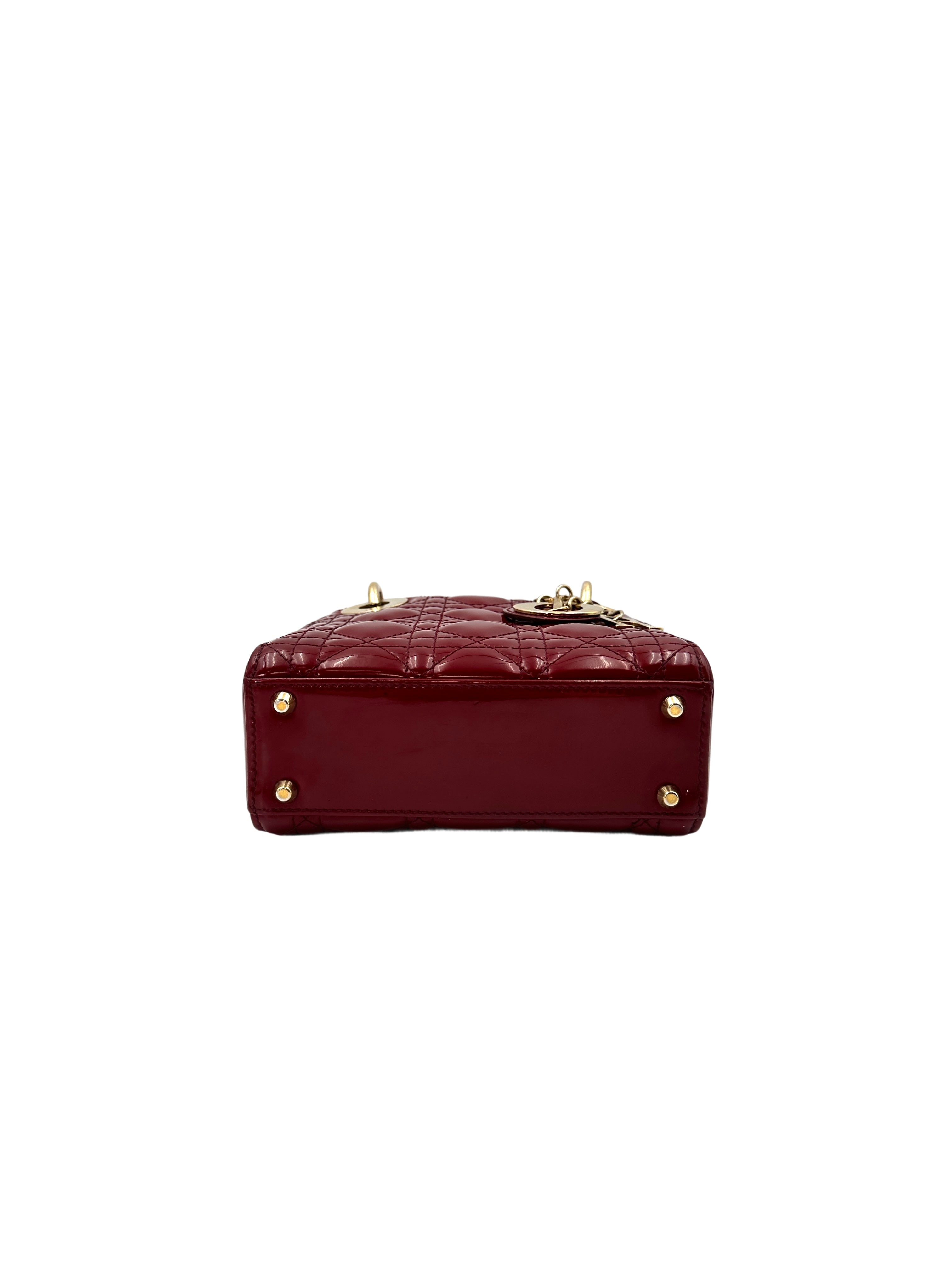 Christian Dior Lady Dior Red Cannage Leather Handle Bag With Gold Charms DR515