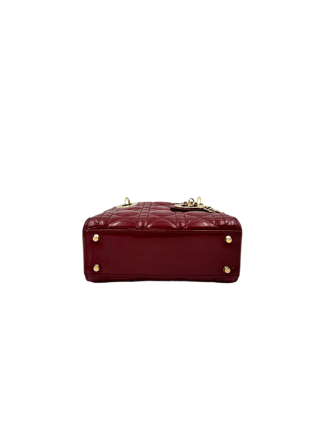 Christian Dior Lady Dior Red Cannage Leather Handle Bag With Gold Charms DR515