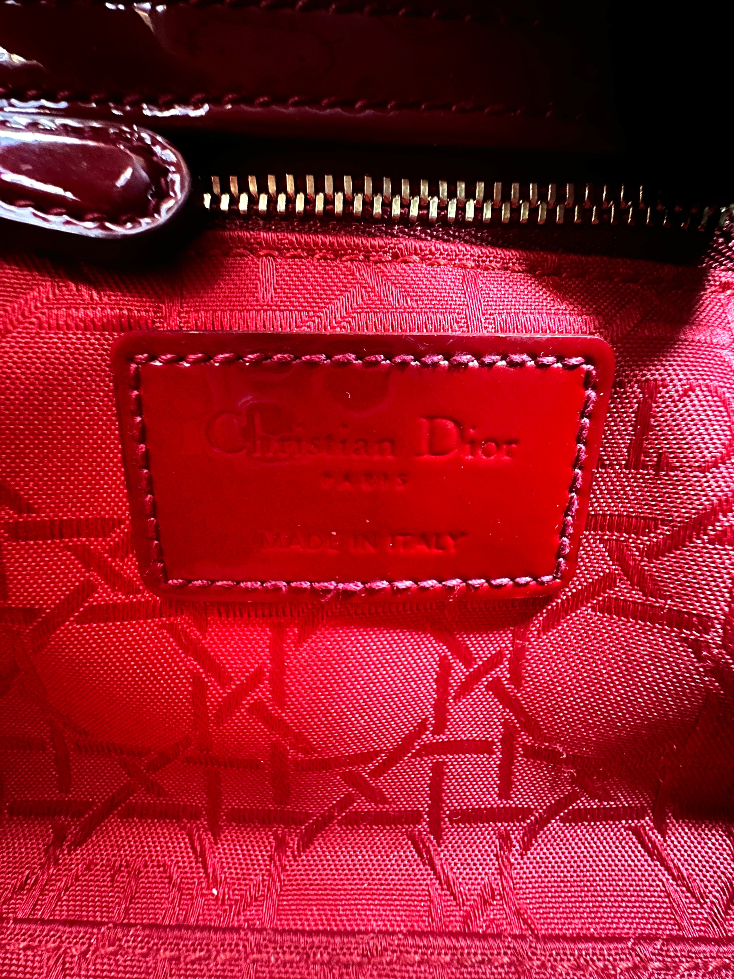 Christian Dior Lady Dior Red Cannage Leather Handle Bag With Gold Charms DR515