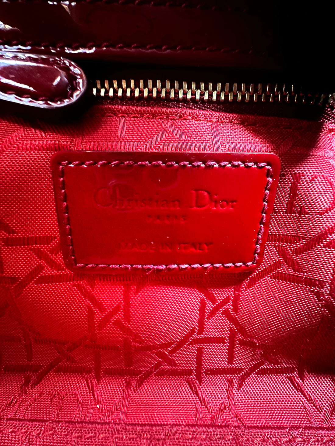 Christian Dior Lady Dior Red Cannage Leather Handle Bag With Gold Charms DR515