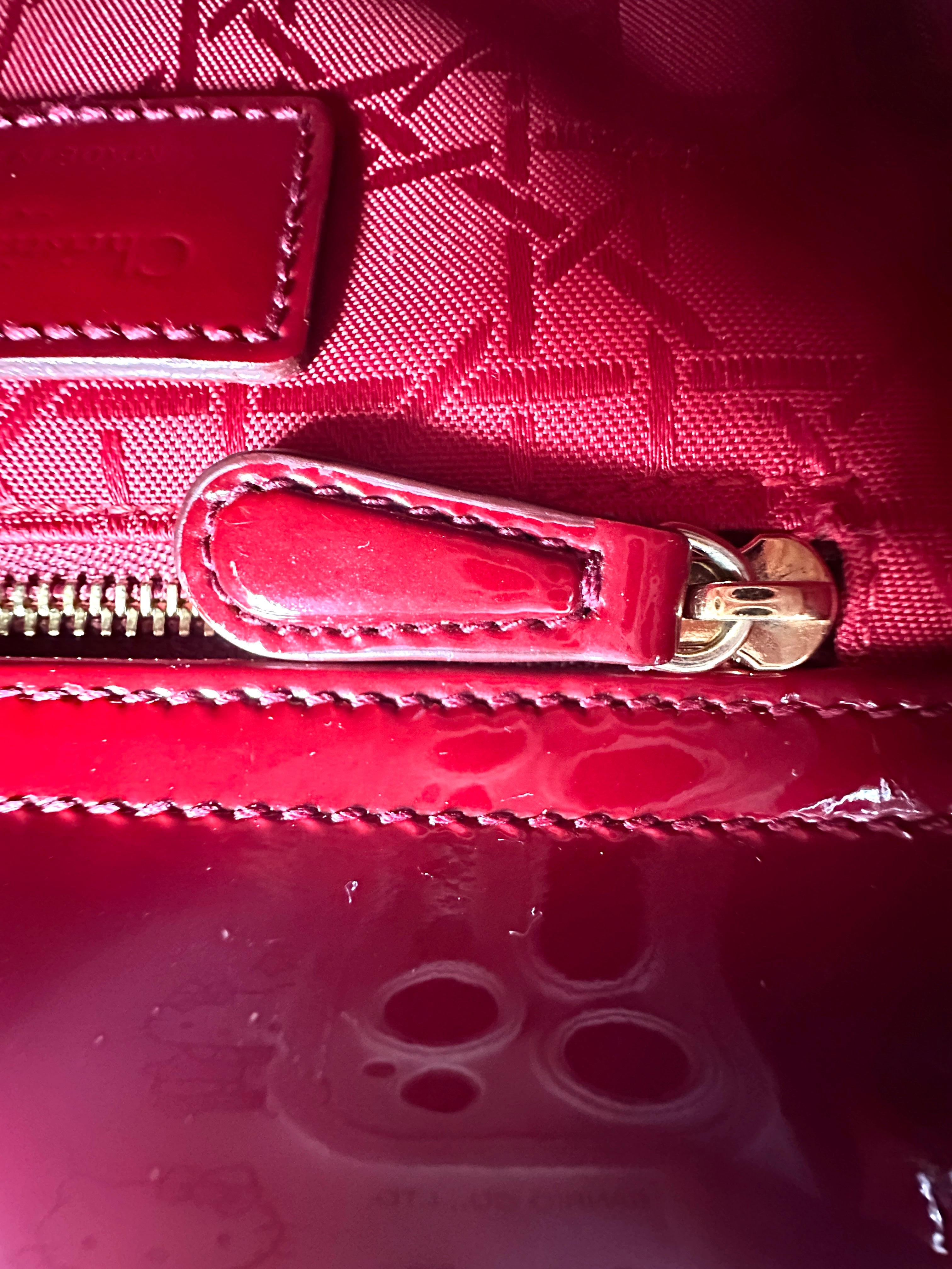 Christian Dior Lady Dior Red Cannage Leather Handle Bag With Gold Charms DR515