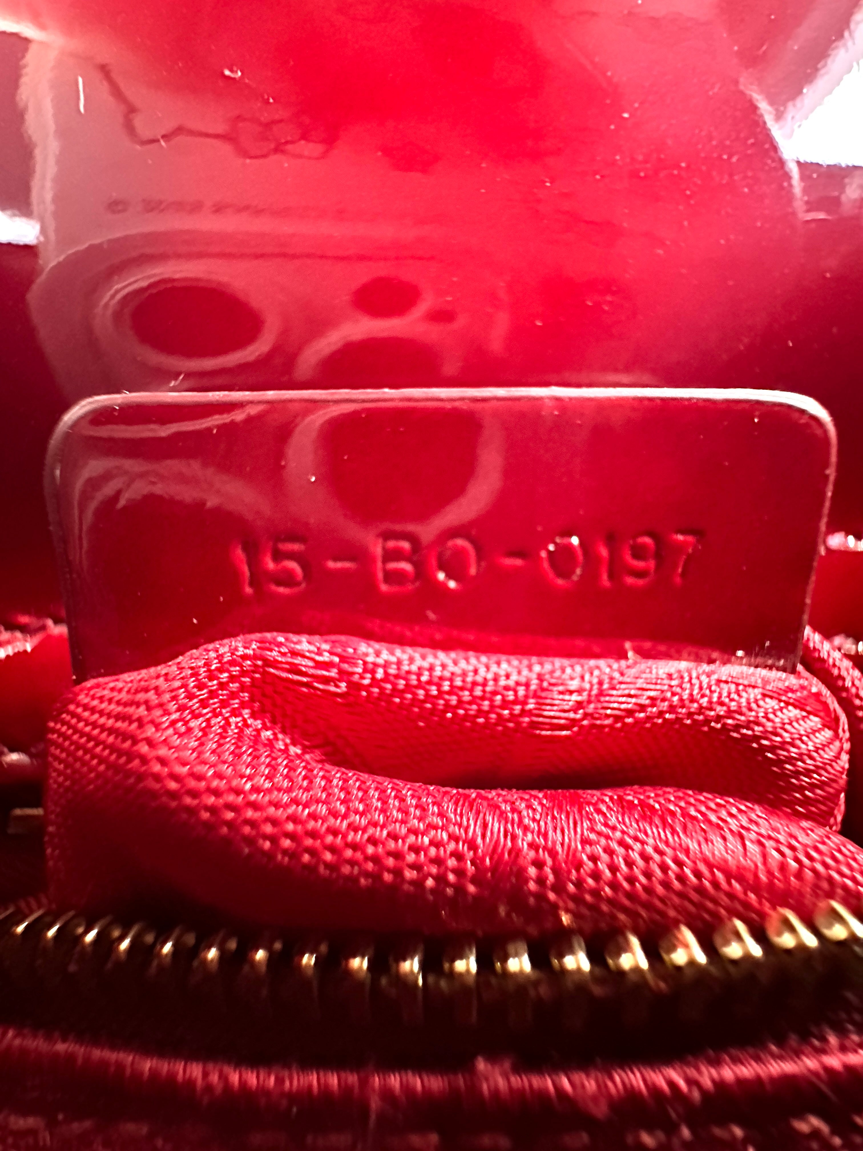 Christian Dior Lady Dior Red Cannage Leather Handle Bag With Gold Charms DR515