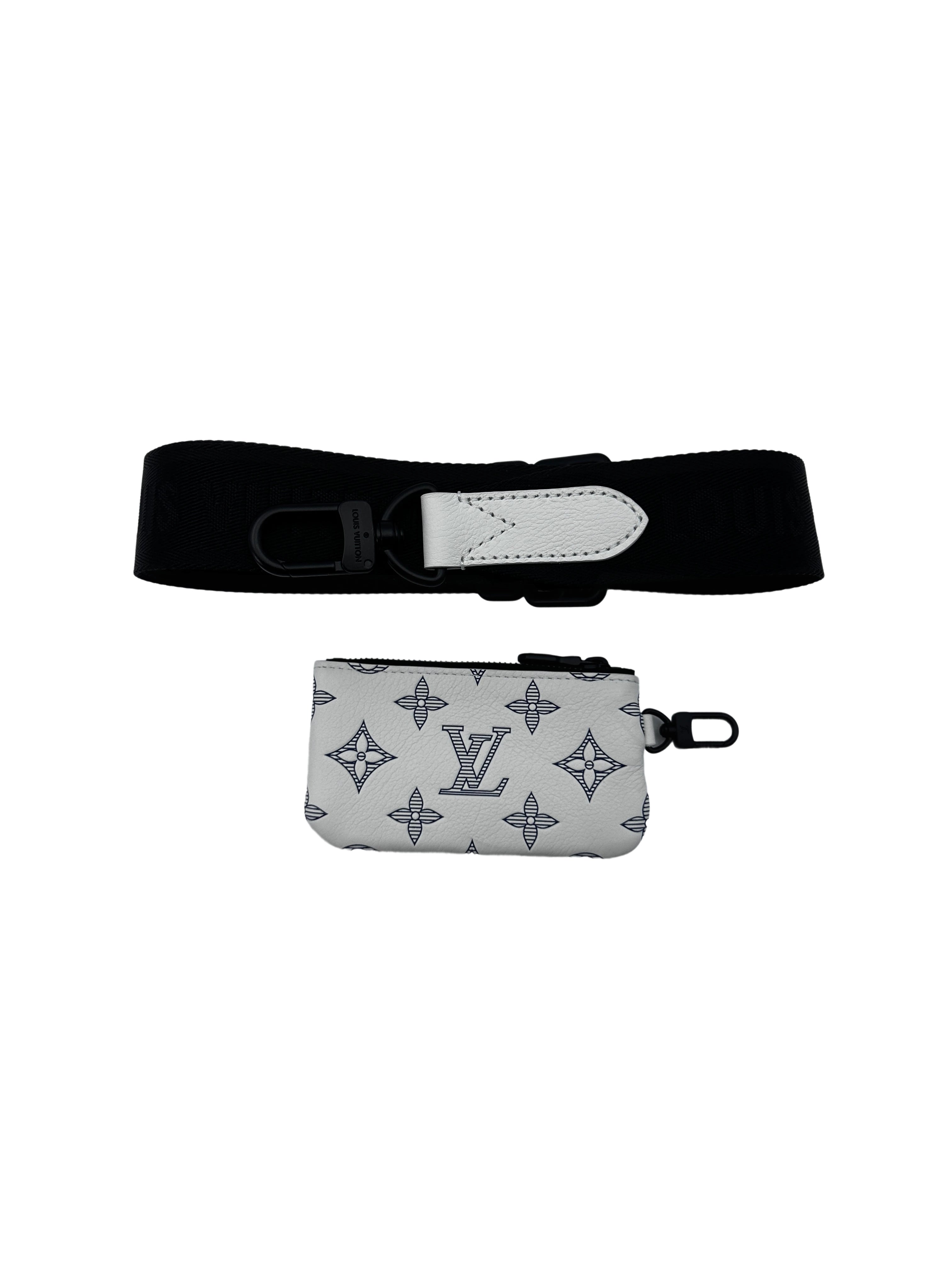 Louis Vuitton TrioMessenger White/Gray Monogram Shadow Leather Shoulder Bag With Pouch LV1996