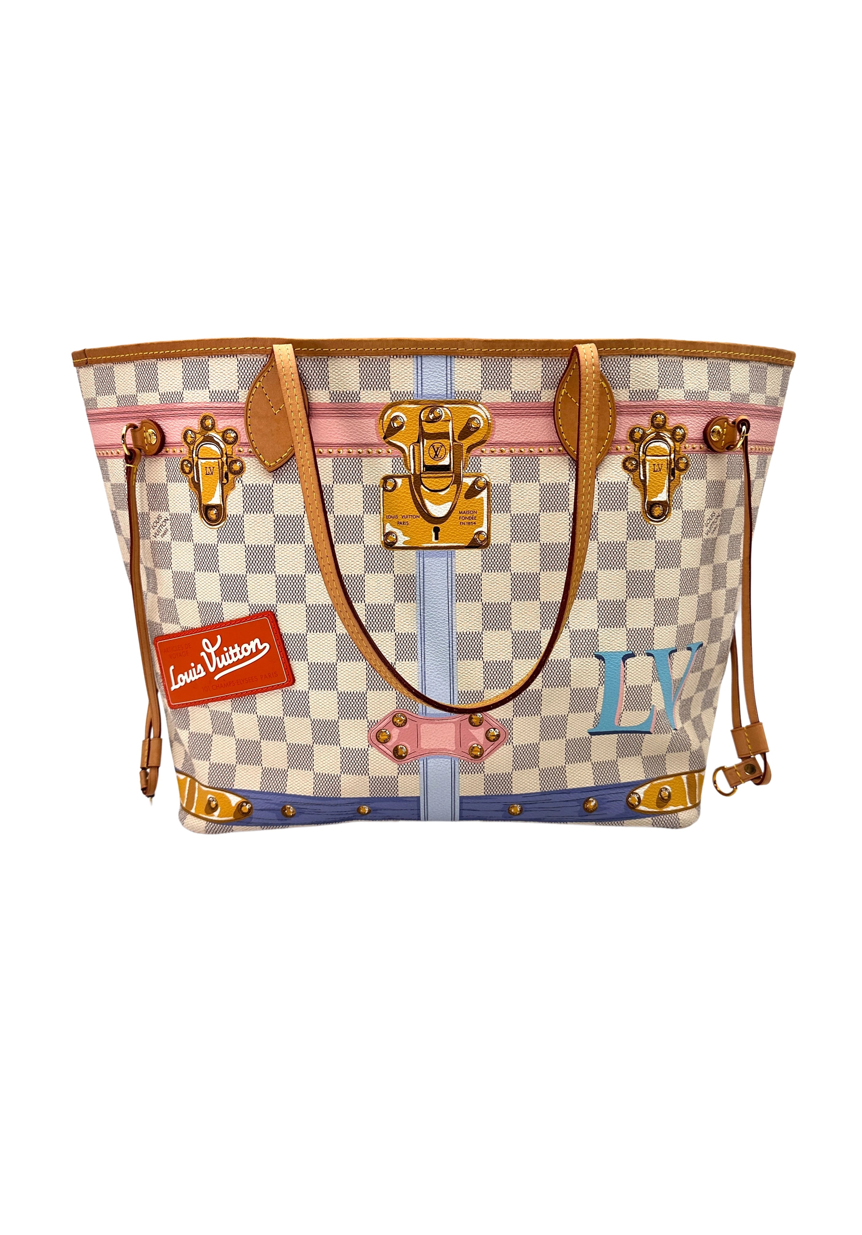 Louis Vuitton Damier Azur Canvas Trompe L'oeil Summer Trunk Neverfull MM With Pouch LV2002