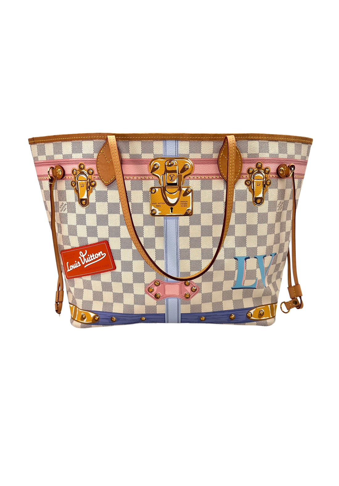 Louis Vuitton Damier Azur Canvas Trompe L'oeil Summer Trunk Neverfull MM With Pouch LV2002