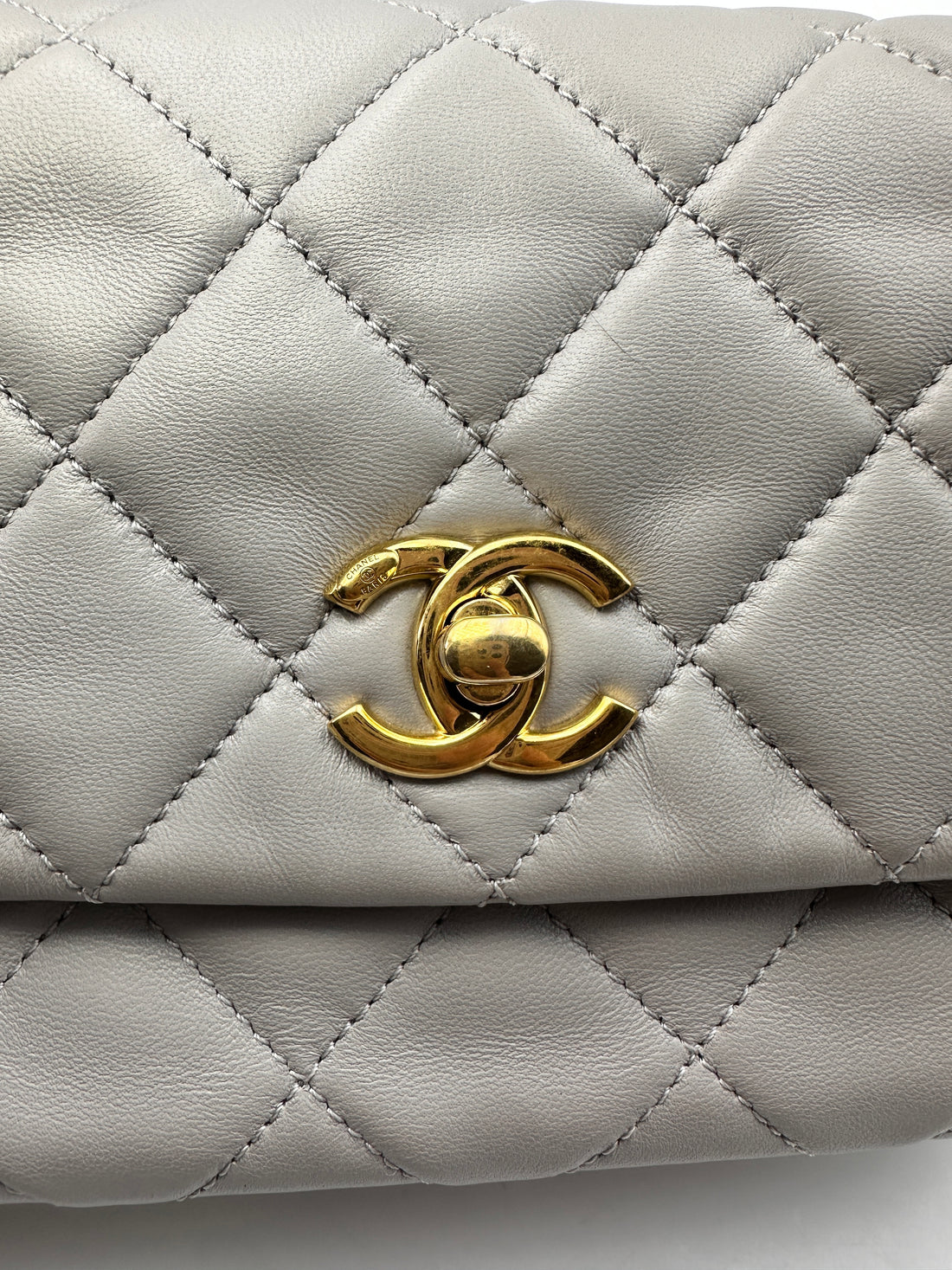 Chanel Light Blue Quilted Leather Jeweled Chain Flap Bag(LU***U4) CC1446