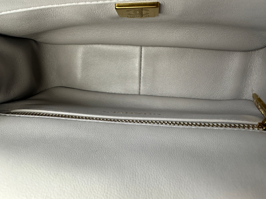 Chanel Light Blue Quilted Leather Jeweled Chain Flap Bag(LU***U4) CC1446