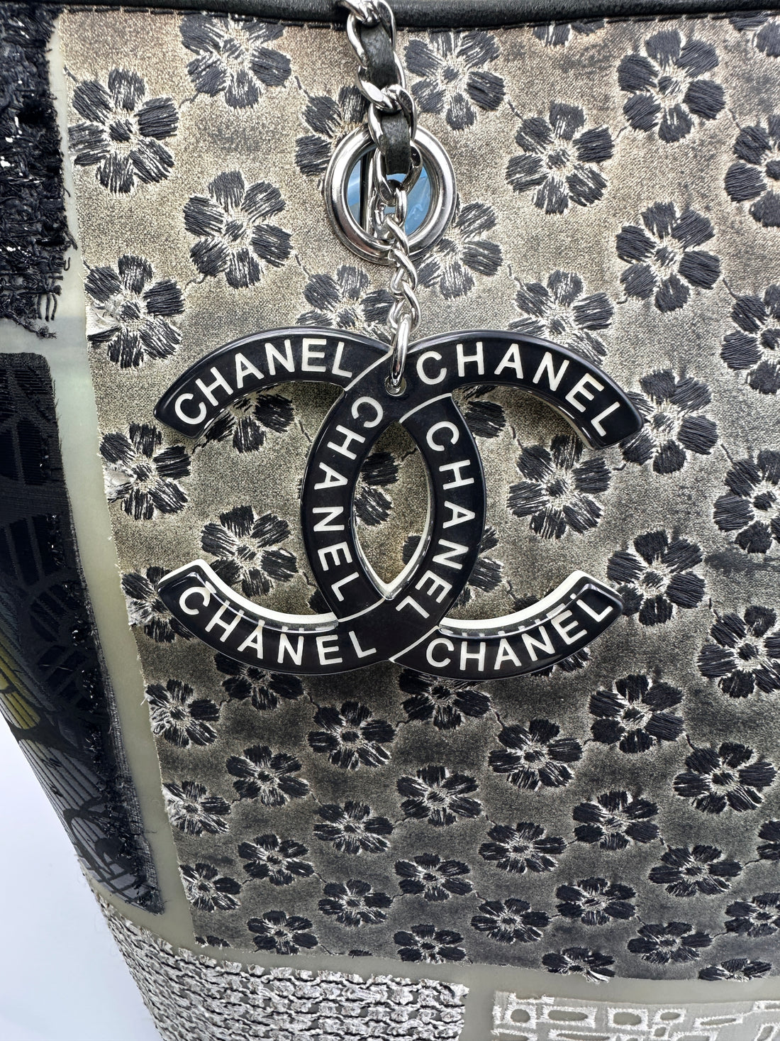Chanel Rare Tweed & Fabric Patchwork Rubber Tote Bag With Pouch(14***14) CC1447