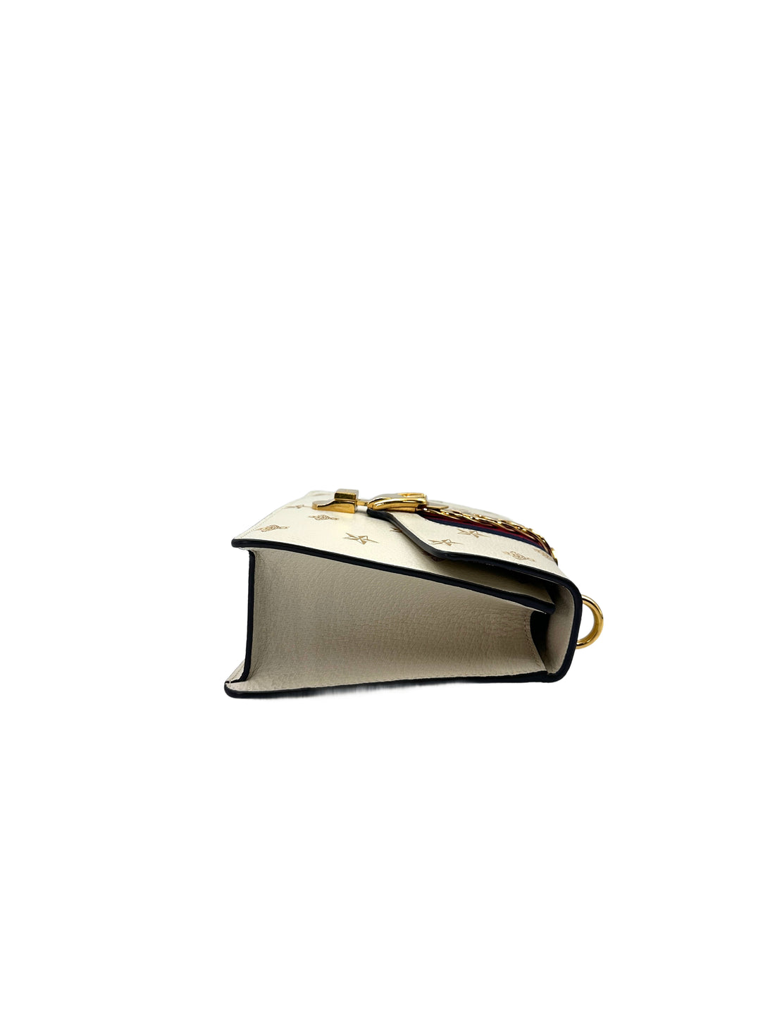 Gucci Sylvie White Leather Bee&Star Printed Shoulder Bag GG639