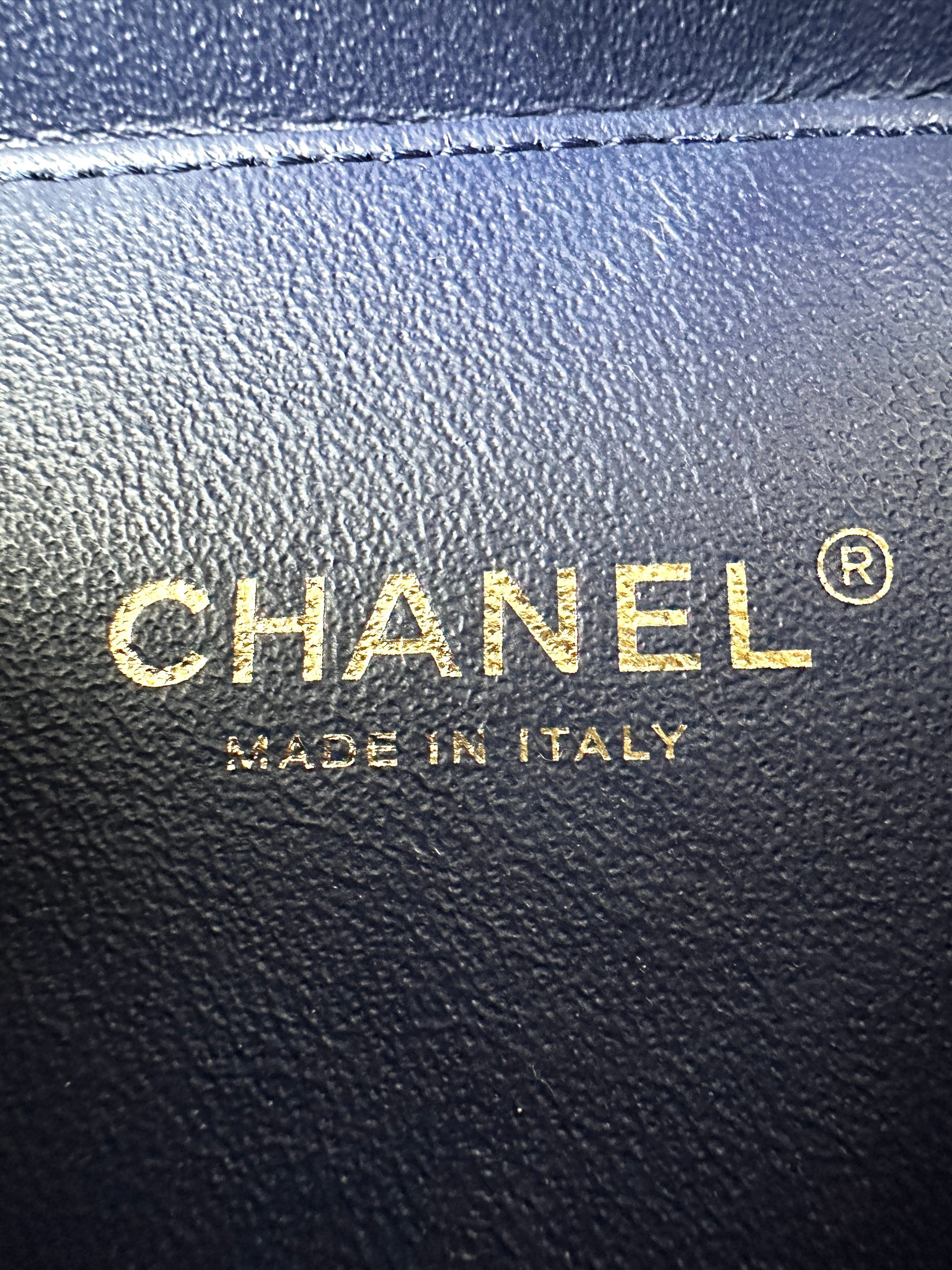 Chanel CC Filigree Navy Tweed Snakeskin Top Handle Vanity Case(26***31) IRIS042