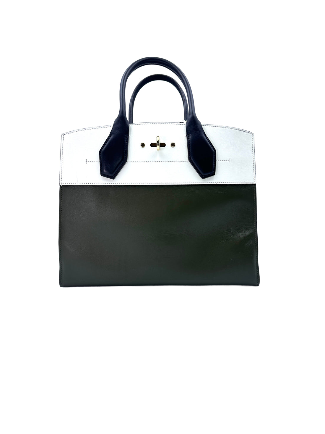 Louis Vuitton City Steamer MM White/Green Leather Handle Bag LV2009