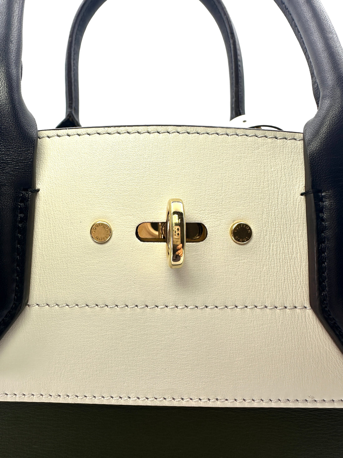 Louis Vuitton City Steamer MM White/Green Leather Handle Bag LV2009