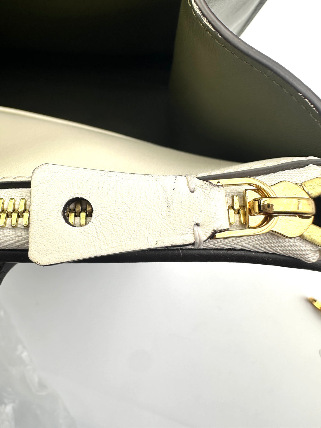 Louis Vuitton City Steamer MM White/Green Leather Handle Bag LV2009