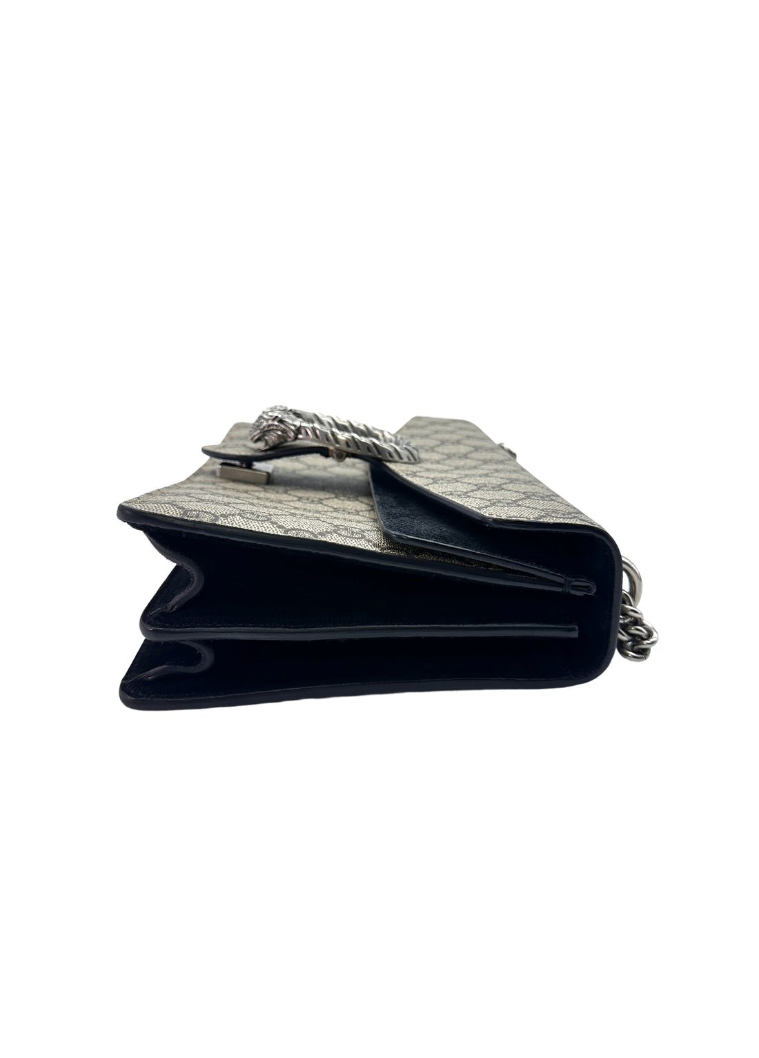 Gucci Dionysus GG Supreme Canvas Medium Size Shoulder Bag With Black Suede GG642