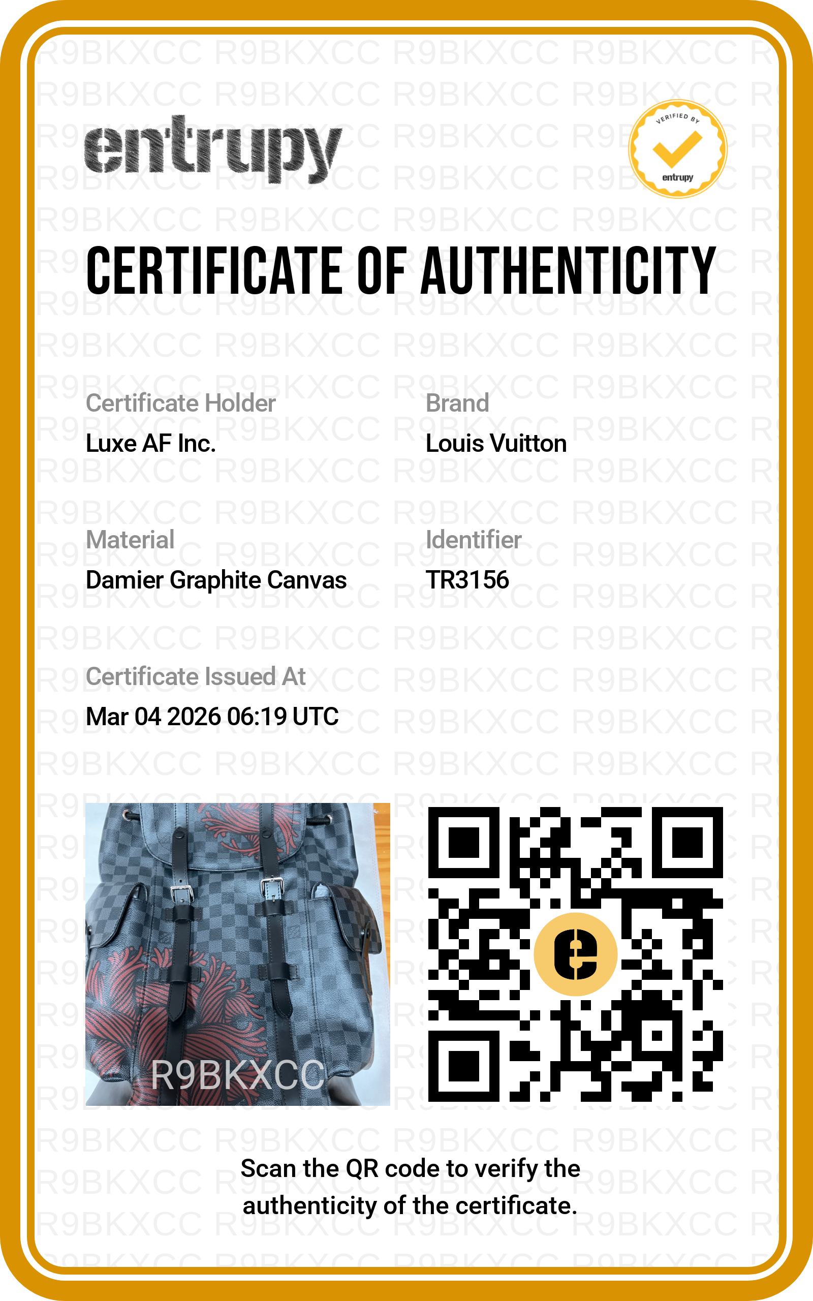 Louis Vuitton x Christopher Nemeth Damier Graphite Rope Christopher Backpack IRIS038