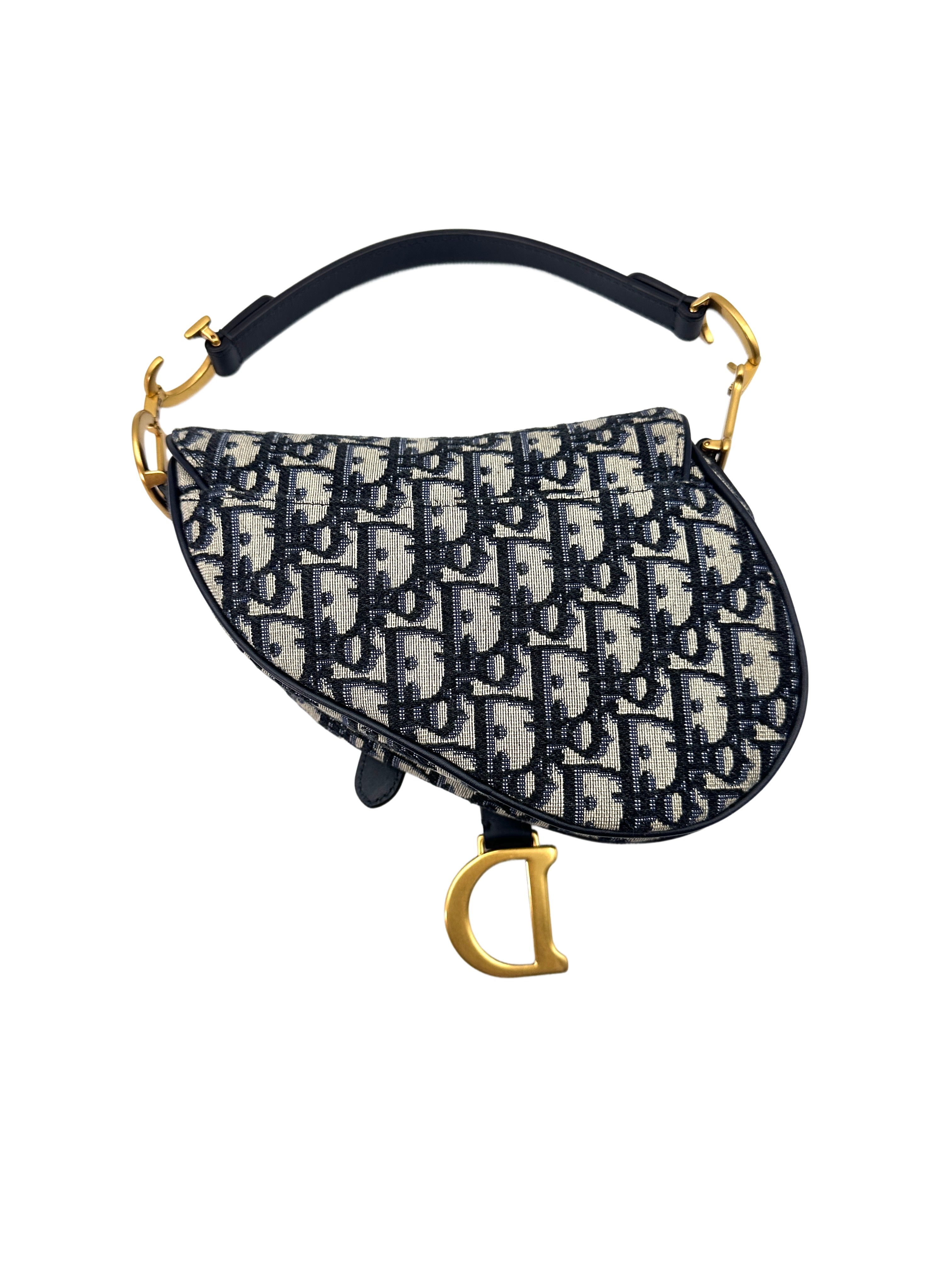 Christian Dior Oblique Blue Jacquard Small Size Saddle Bag DR524