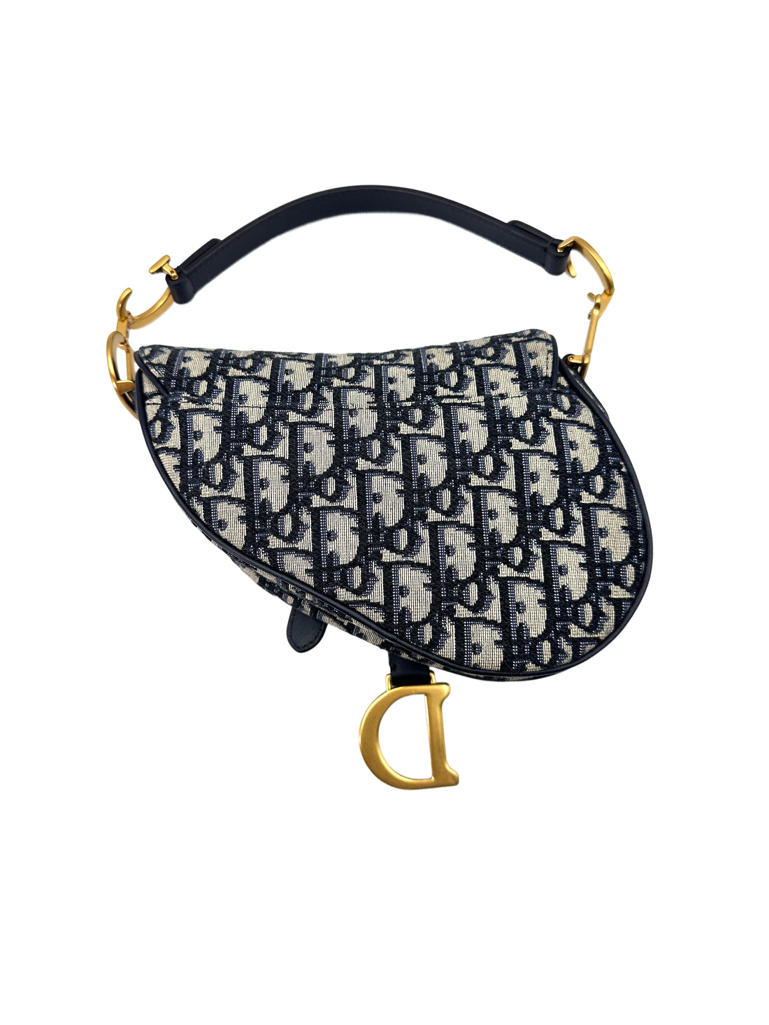 Christian Dior Oblique Blue Jacquard Small Size Saddle Bag DR524
