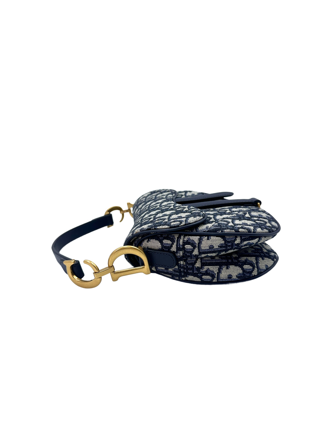 Christian Dior Oblique Blue Jacquard Small Size Saddle Bag DR524