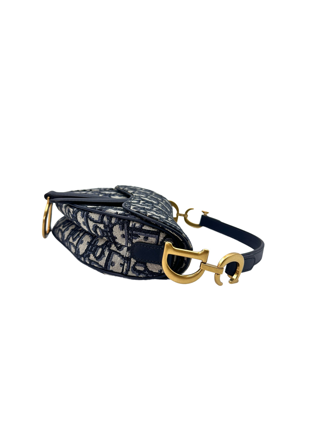 Christian Dior Oblique Blue Jacquard Small Size Saddle Bag DR524