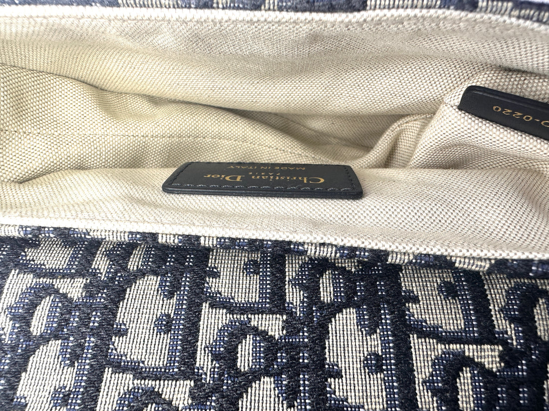 Christian Dior Oblique Blue Jacquard Small Size Saddle Bag DR524