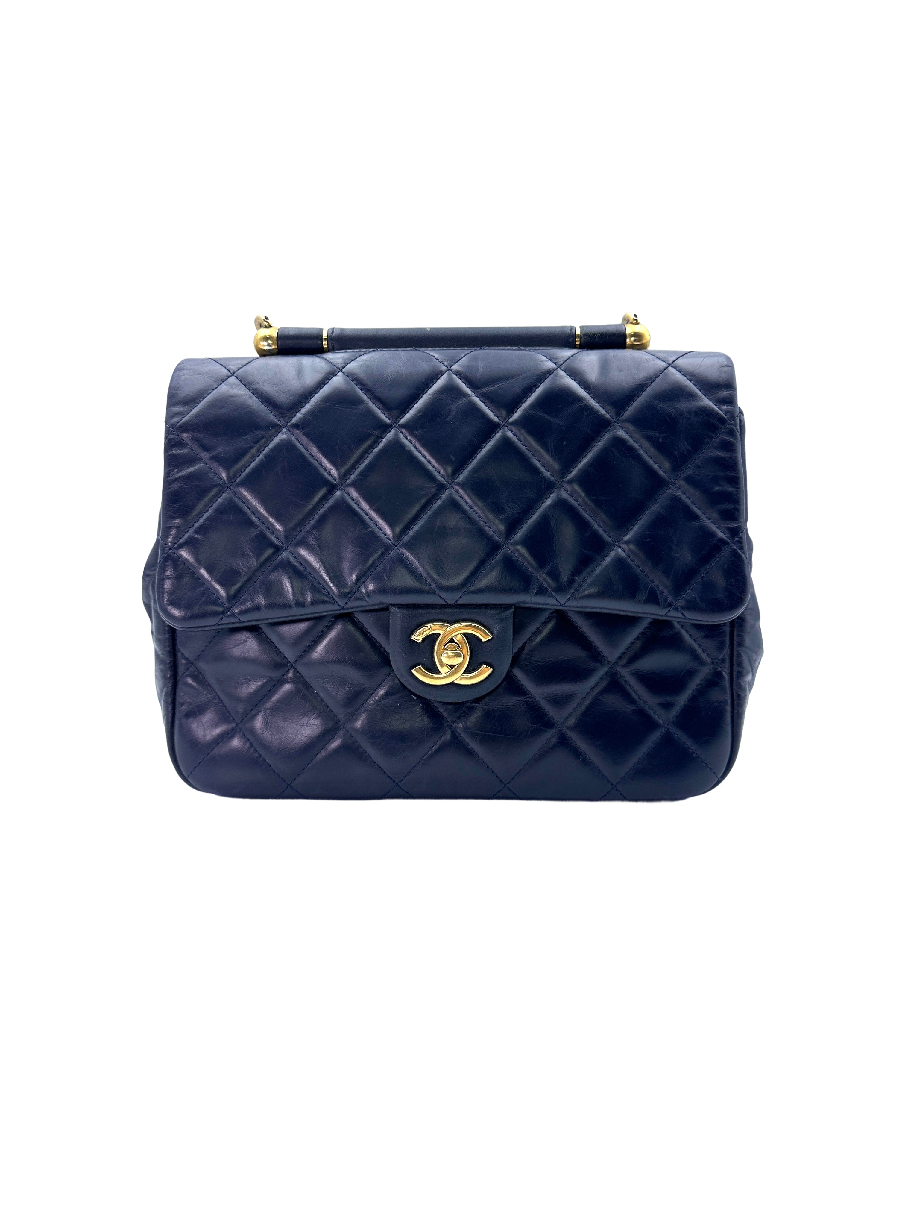 Chanel Paris-Bombay Navy Quilted Leather Top Handle Flap Bag(23***59) CC1452