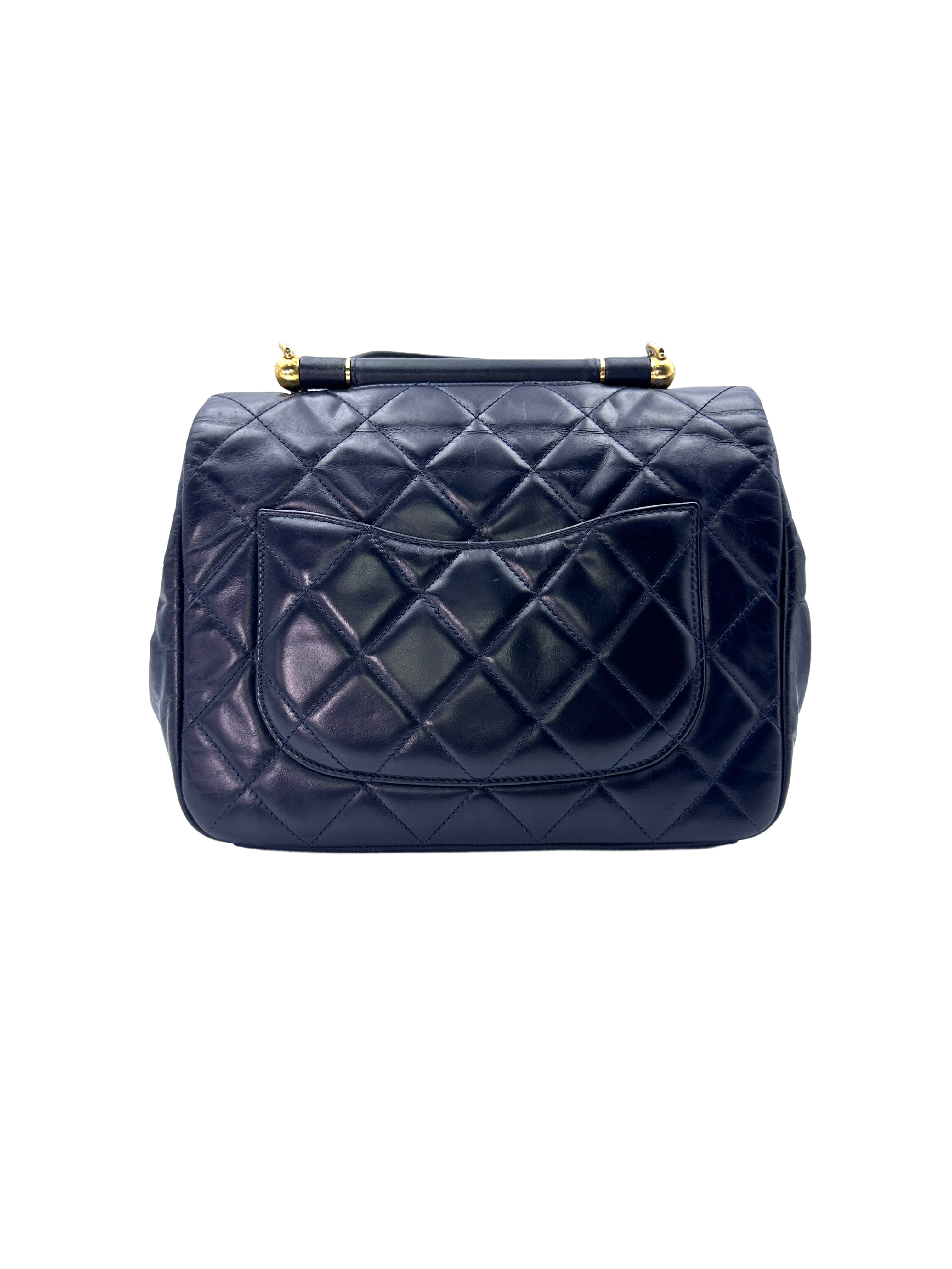 Chanel Paris-Bombay Navy Quilted Leather Top Handle Flap Bag(23***59) CC1452
