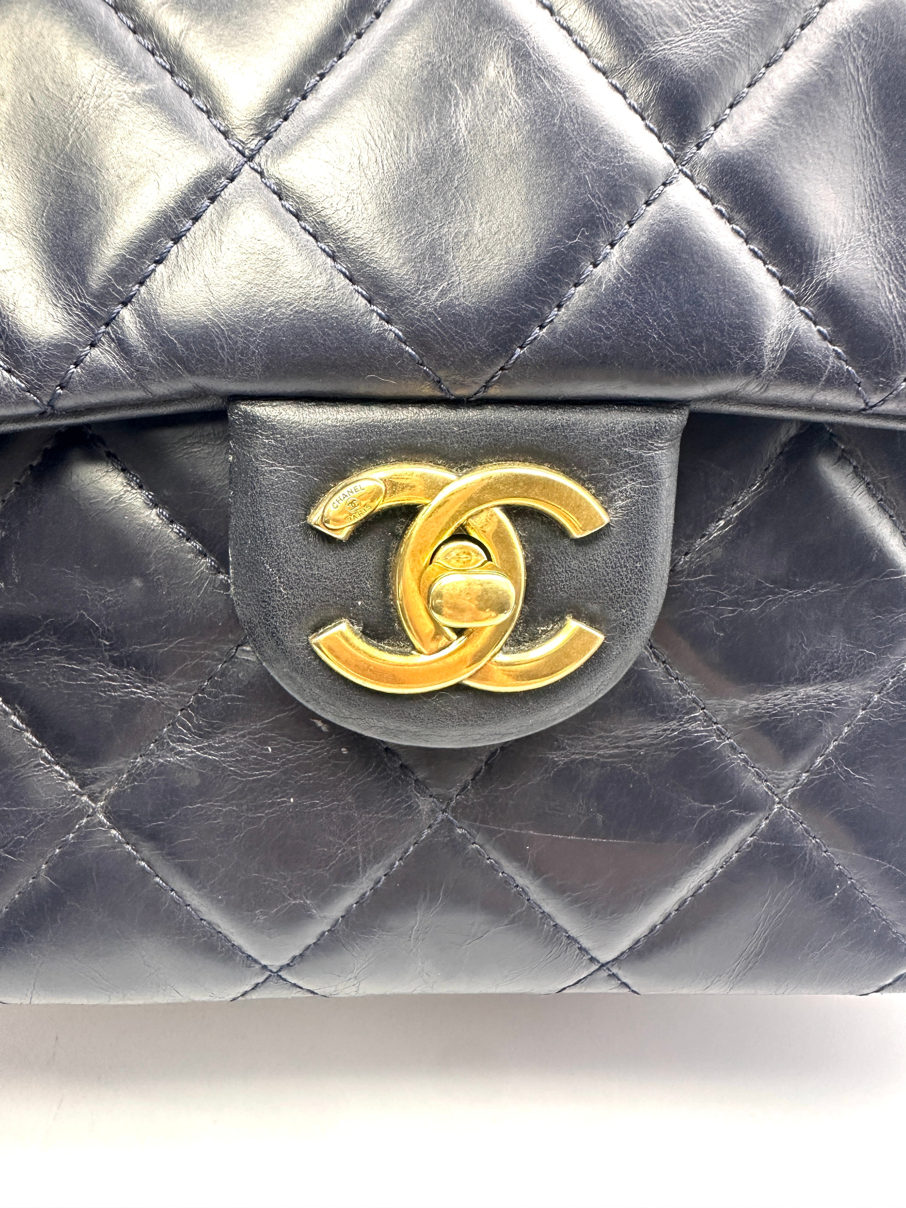 Chanel Paris-Bombay Navy Quilted Leather Top Handle Flap Bag(23***59) CC1452