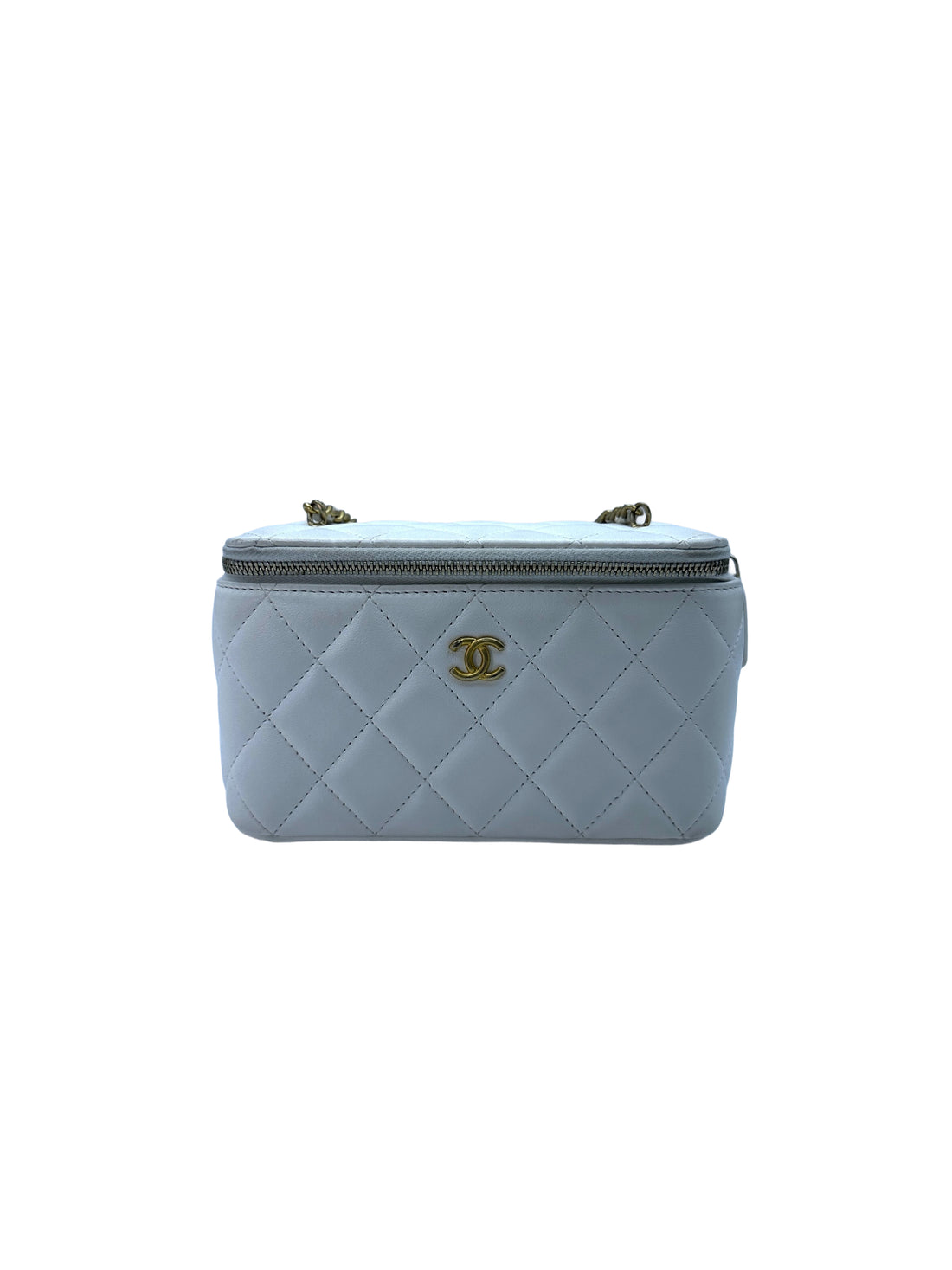 Chanel White Quilted Pearl Crush Vanity Case(J5***X1) CC1450