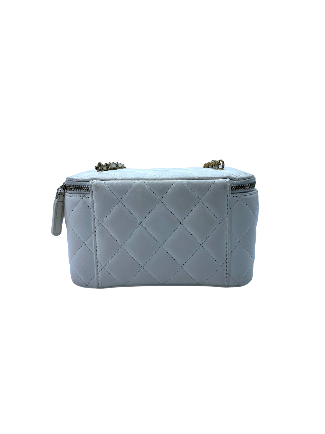 Chanel White Quilted Pearl Crush Vanity Case(J5***X1) CC1450