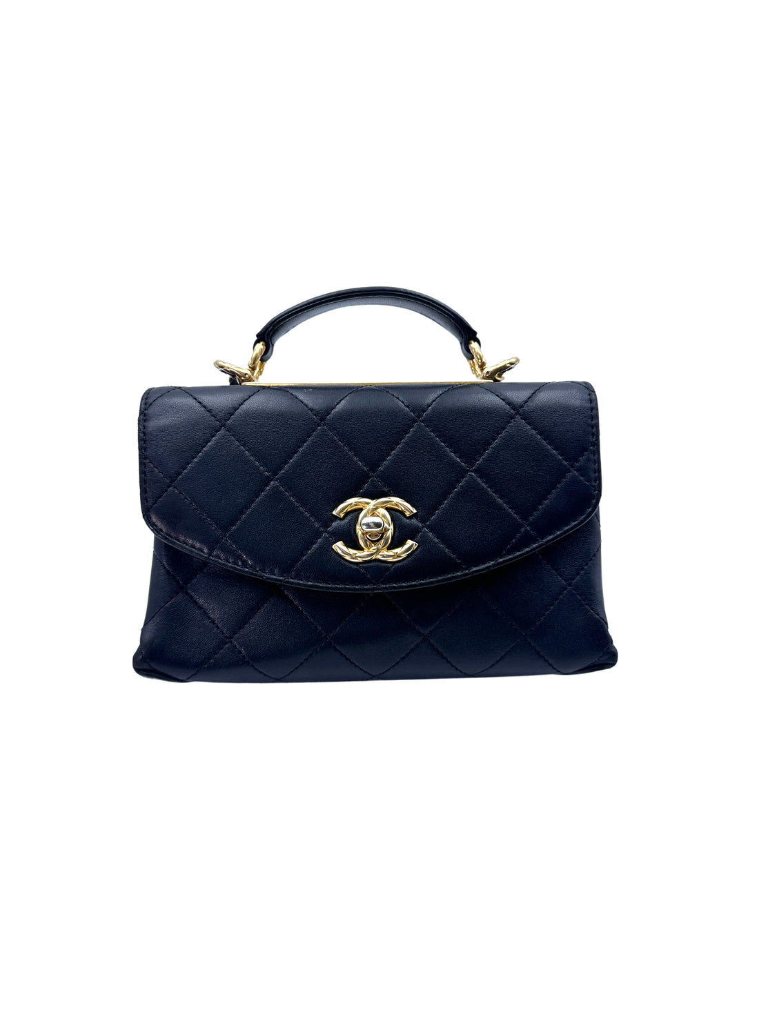 Chanel Trendy CC Black Quilted Calfskin Top Handle Flap Bag(30***60) IRIS041