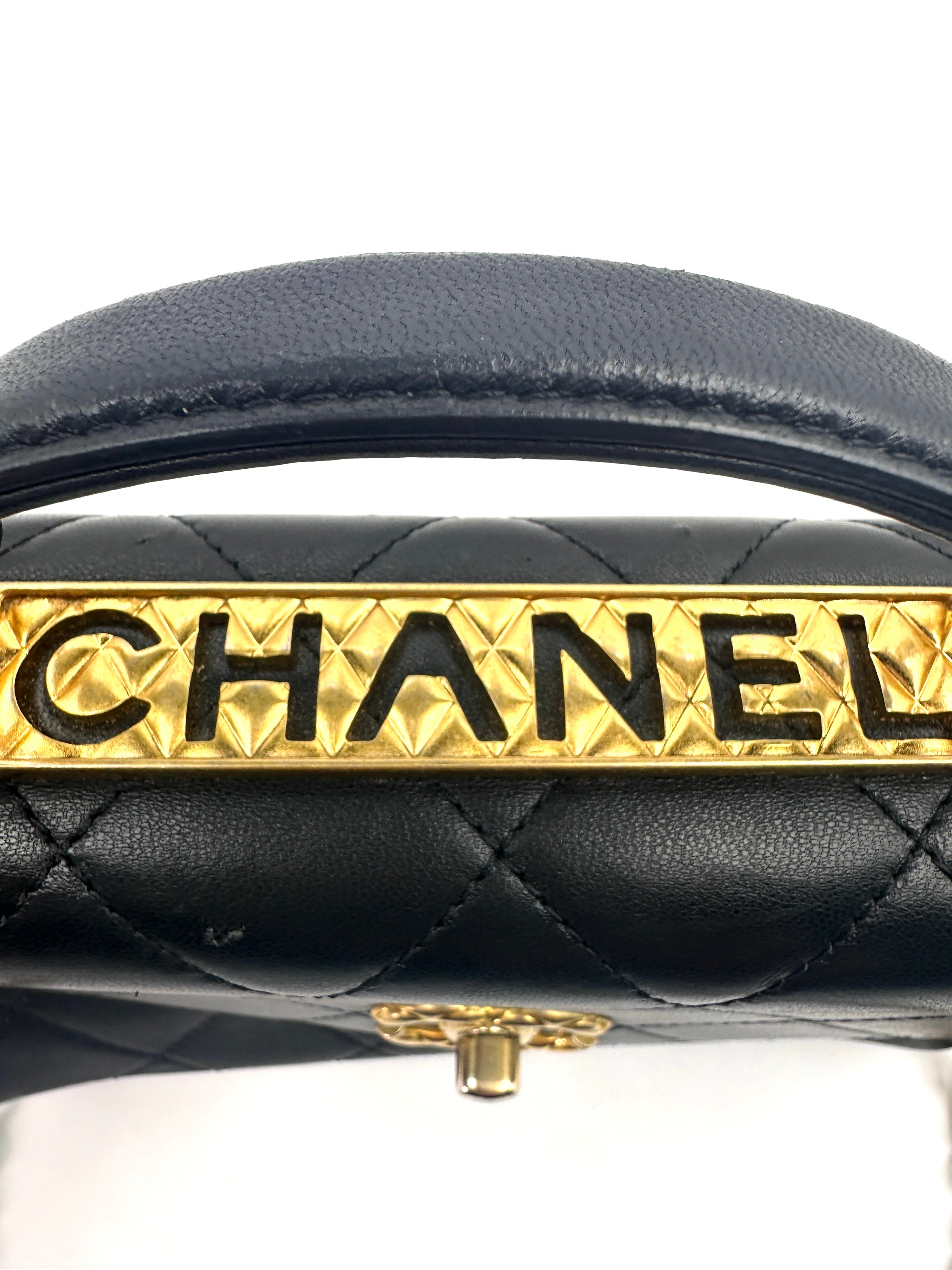 Chanel Trendy CC Black Quilted Calfskin Top Handle Flap Bag(30***60) IRIS041