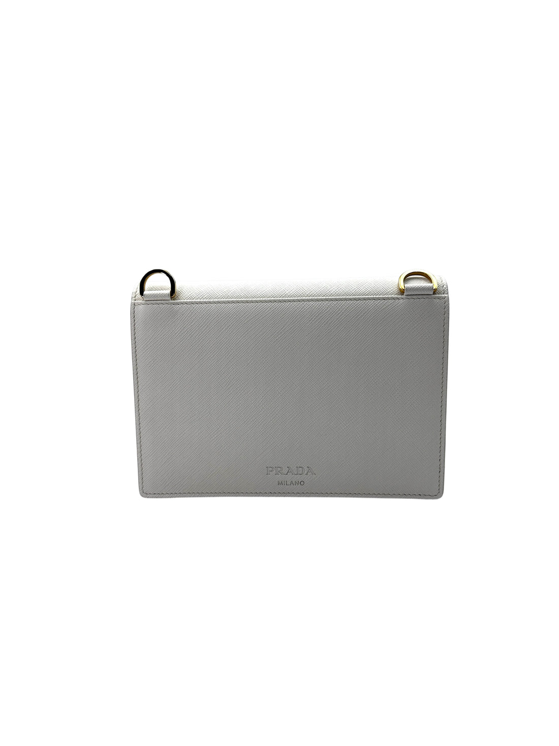 Prada Saffiano White Leather Heart Lock Wallet On Chain IRIS044