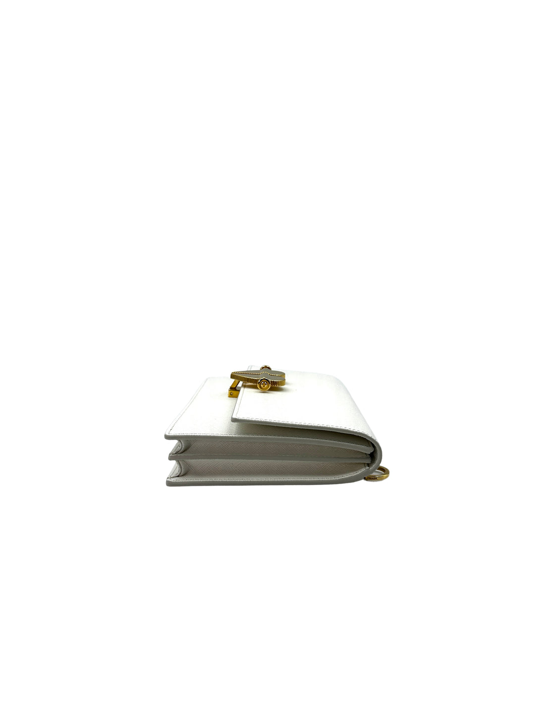 Prada Saffiano White Leather Heart Lock Wallet On Chain IRIS044