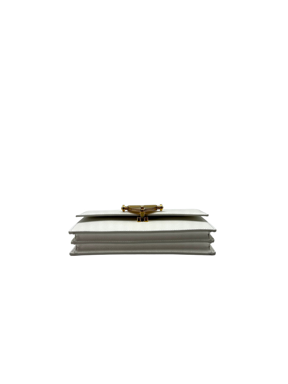 Prada Saffiano White Leather Heart Lock Wallet On Chain IRIS044